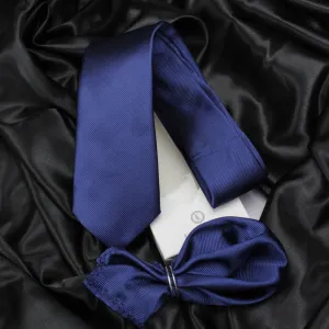 Kovove Elegant Blue Solid Necktie and Pocket Square Gift Box