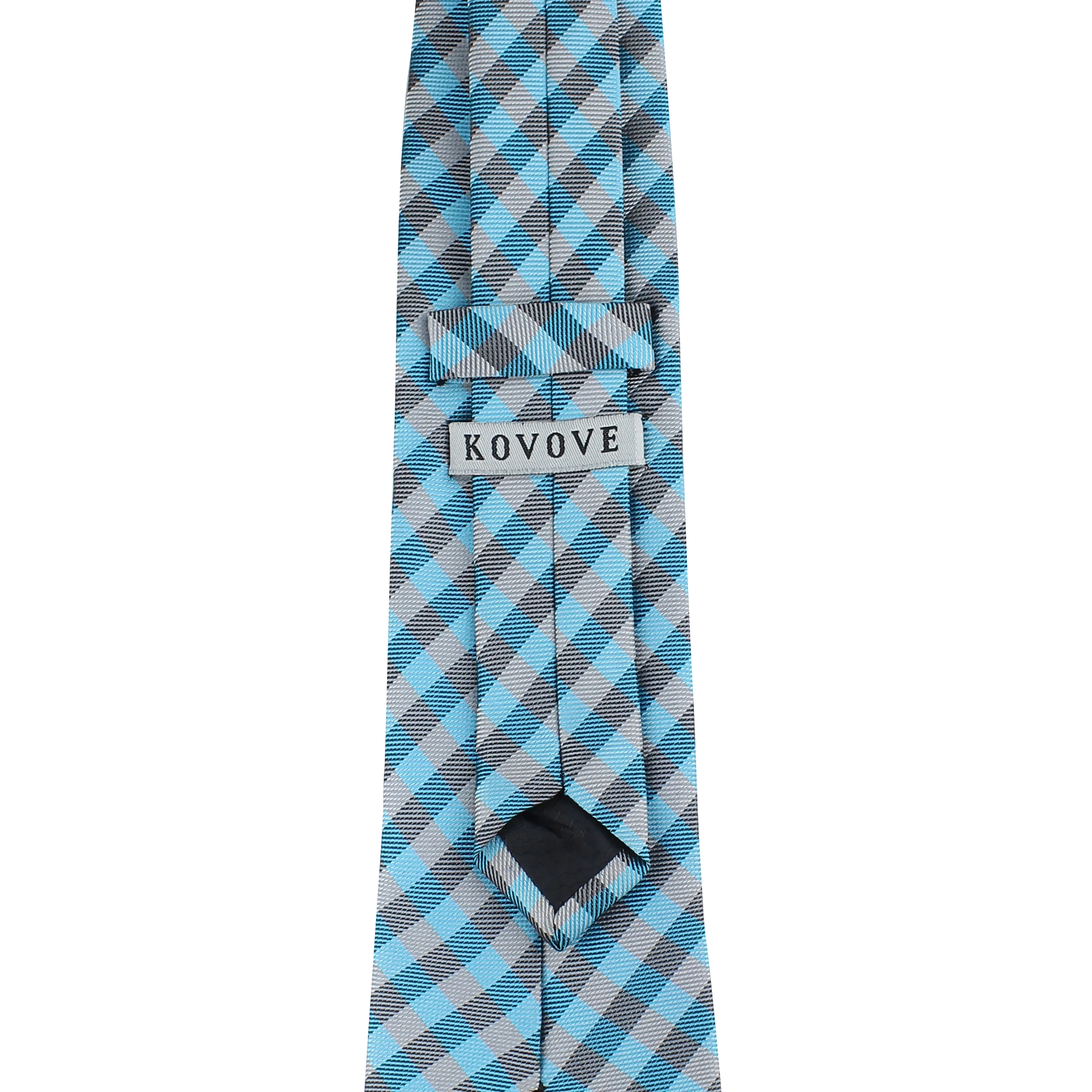 Kovove Elegant Cyan Checkered Neck Tie For Men