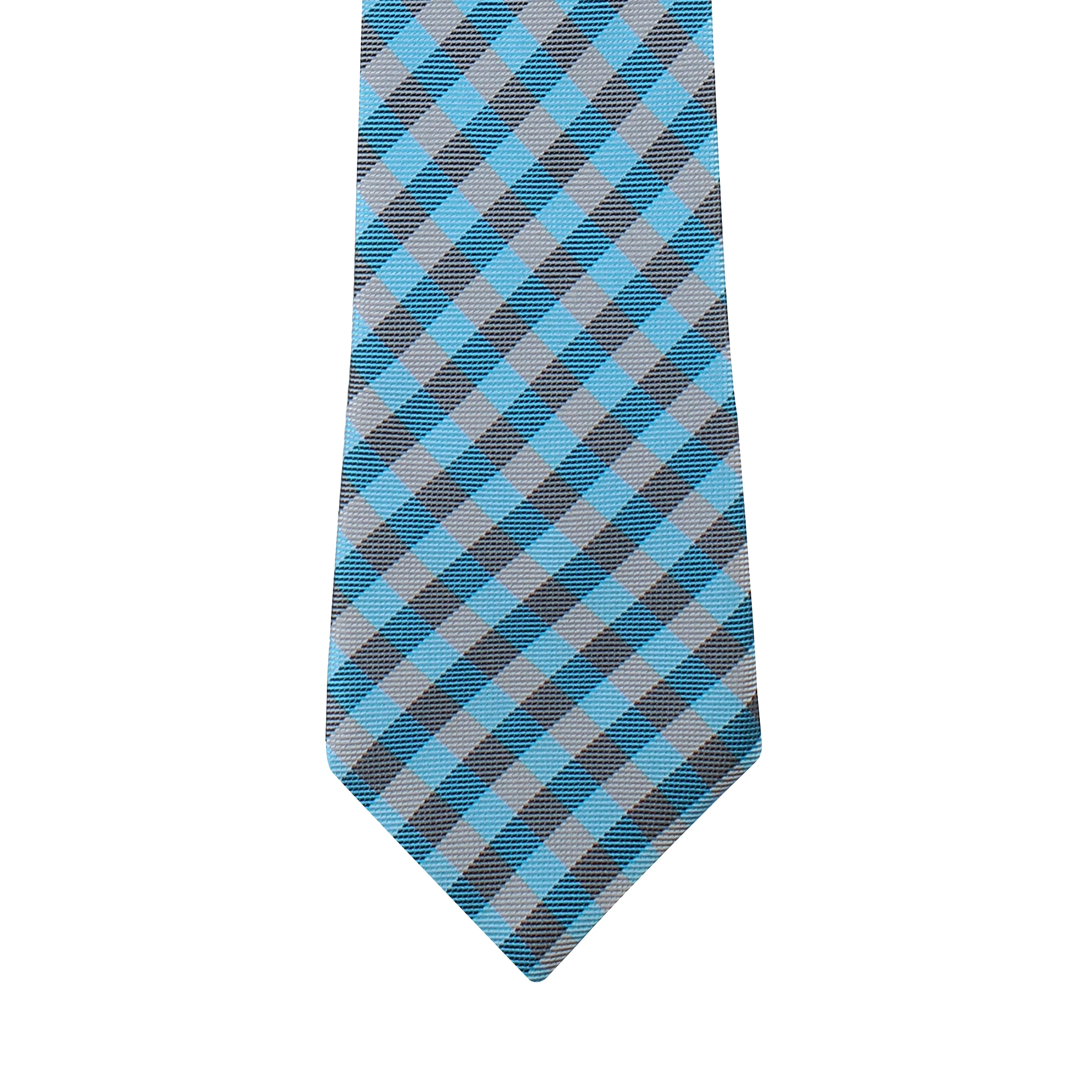 Kovove Elegant Cyan Checkered Neck Tie For Men