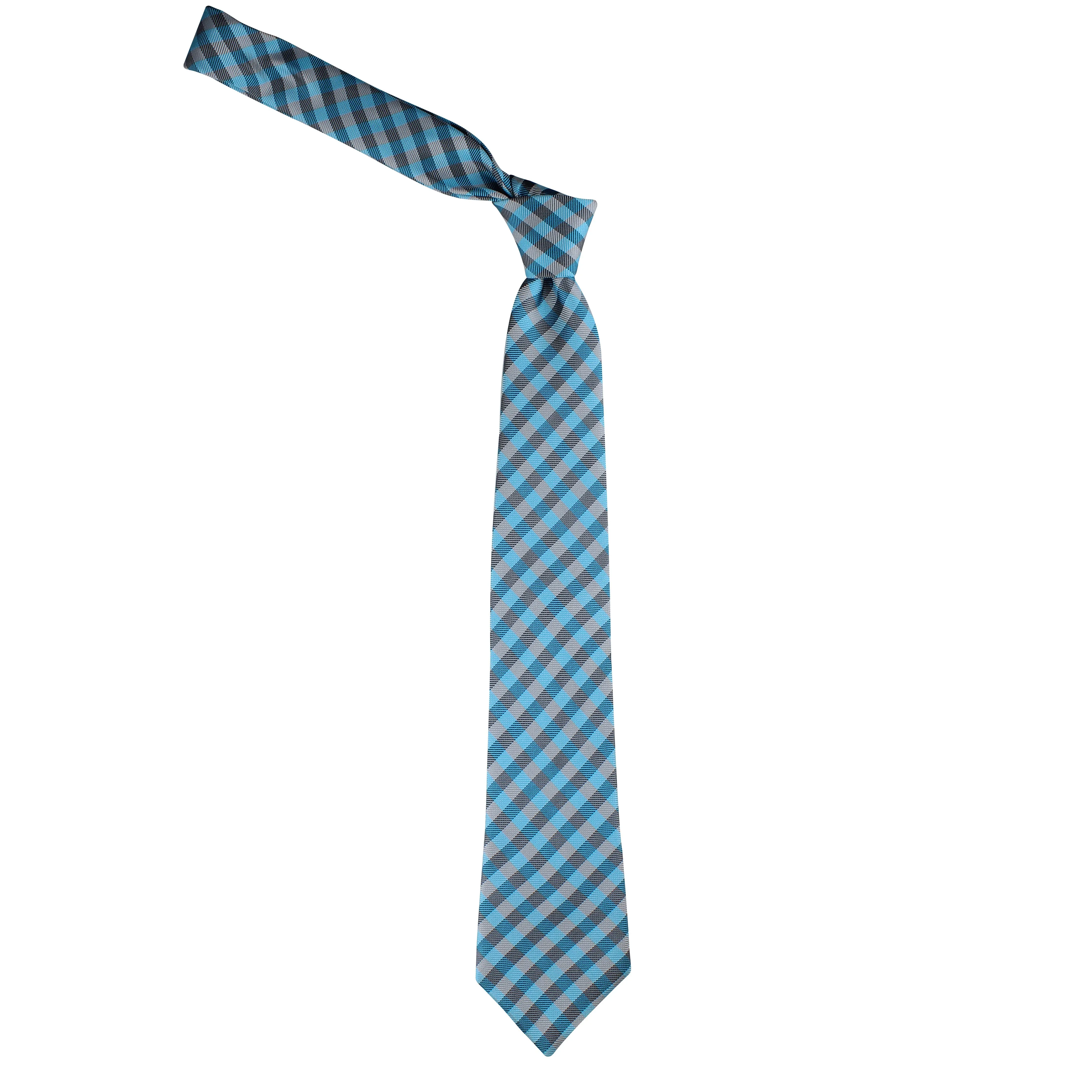 Kovove Elegant Cyan Checkered Neck Tie For Men