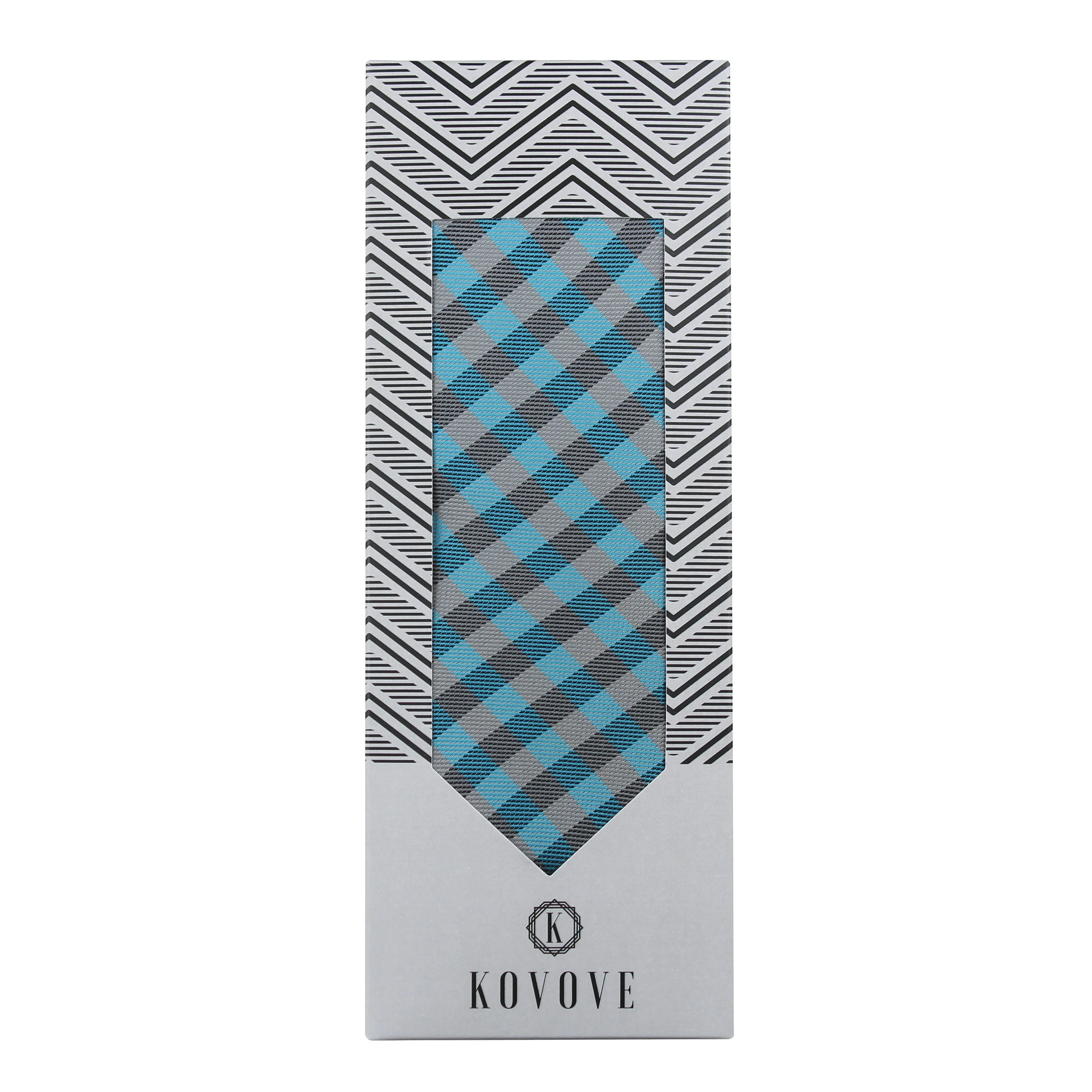 Kovove Elegant Cyan Checkered Neck Tie For Men