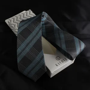 Kovove Elegant Grey Checkered Neck Tie For Men