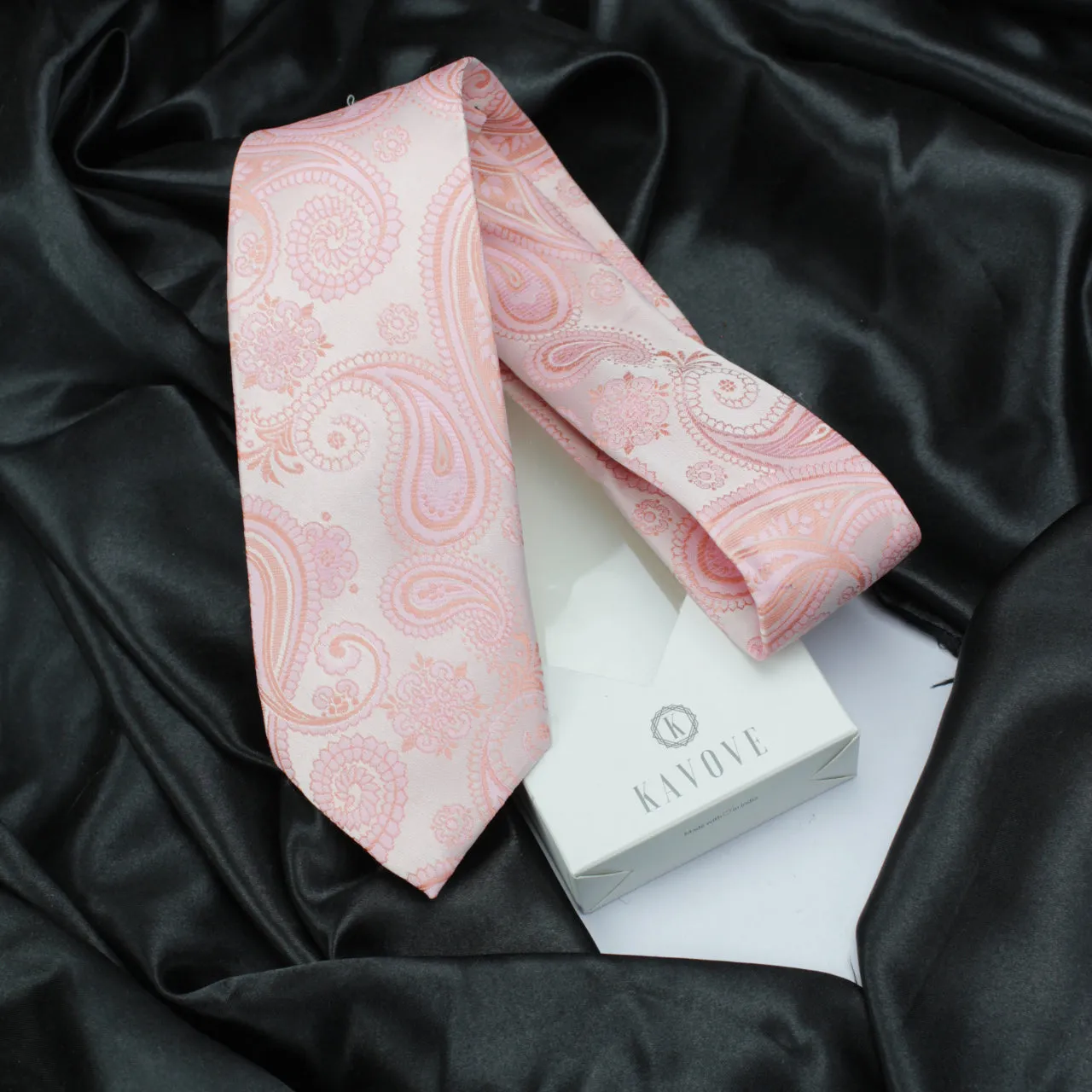 Kovove Elegant Pink Paisley Neck Tie For Men