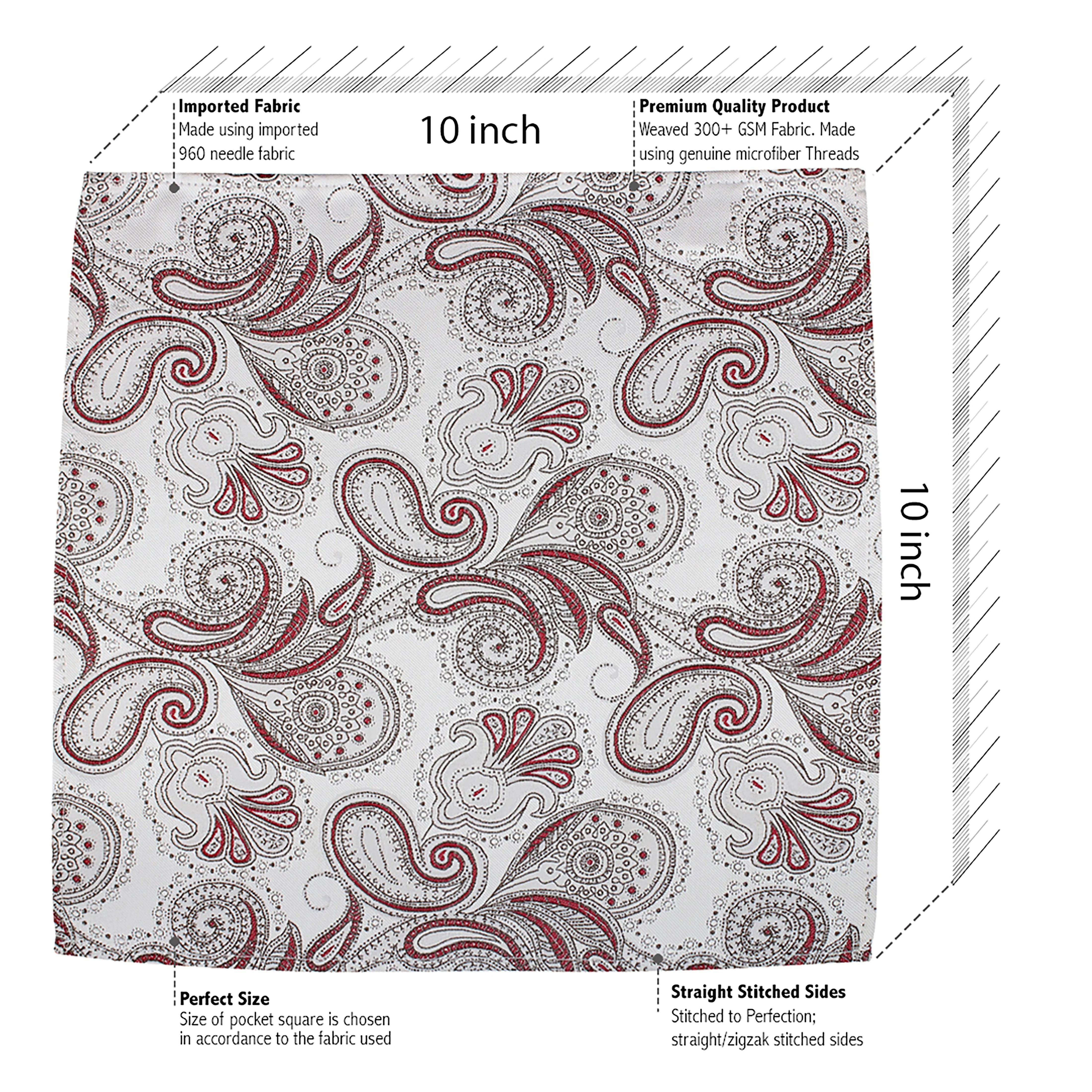 Kovove Exotic White Paisley Necktie and Pocket Square Gift Box