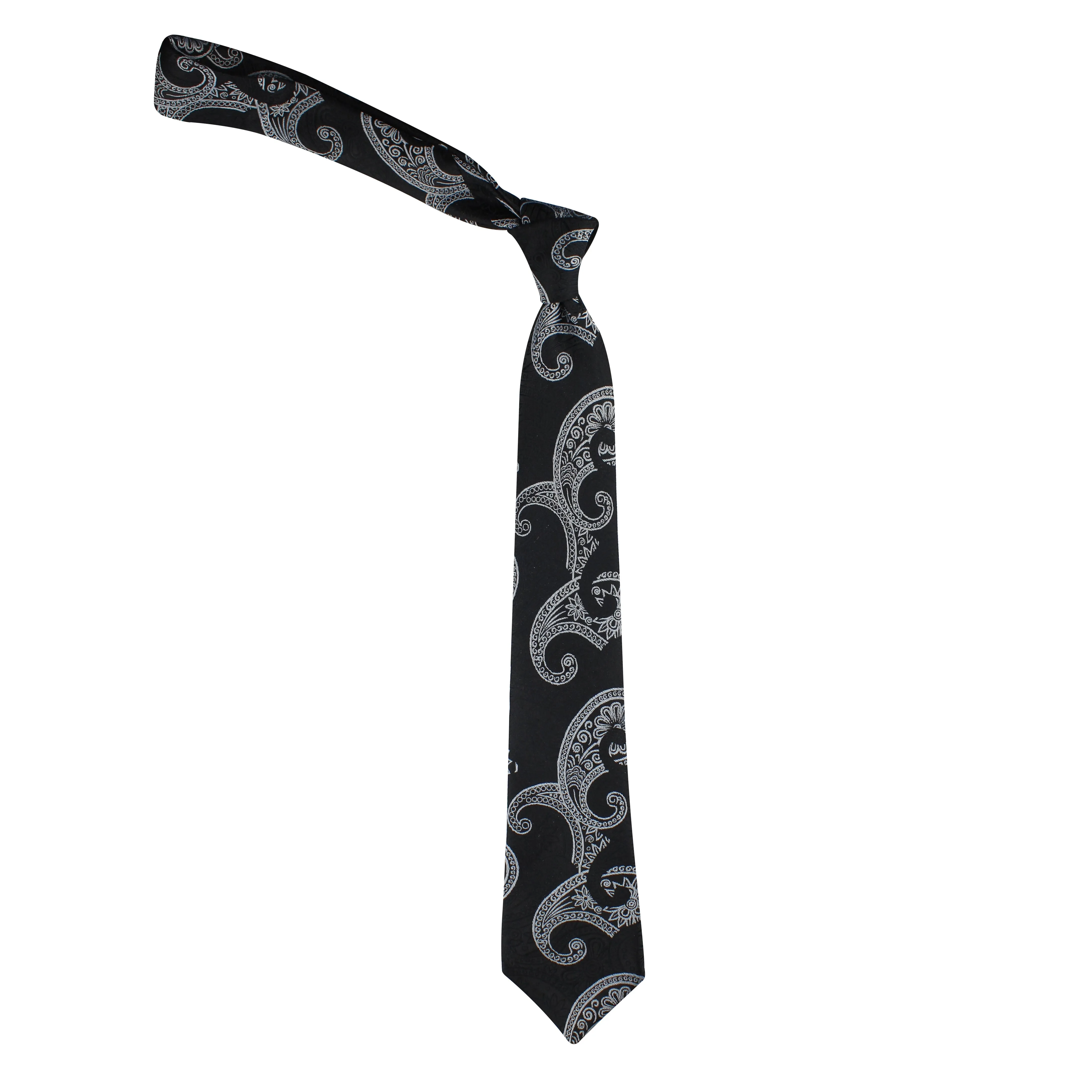 Kovove Graceful Black Paisley Neck Tie For Men