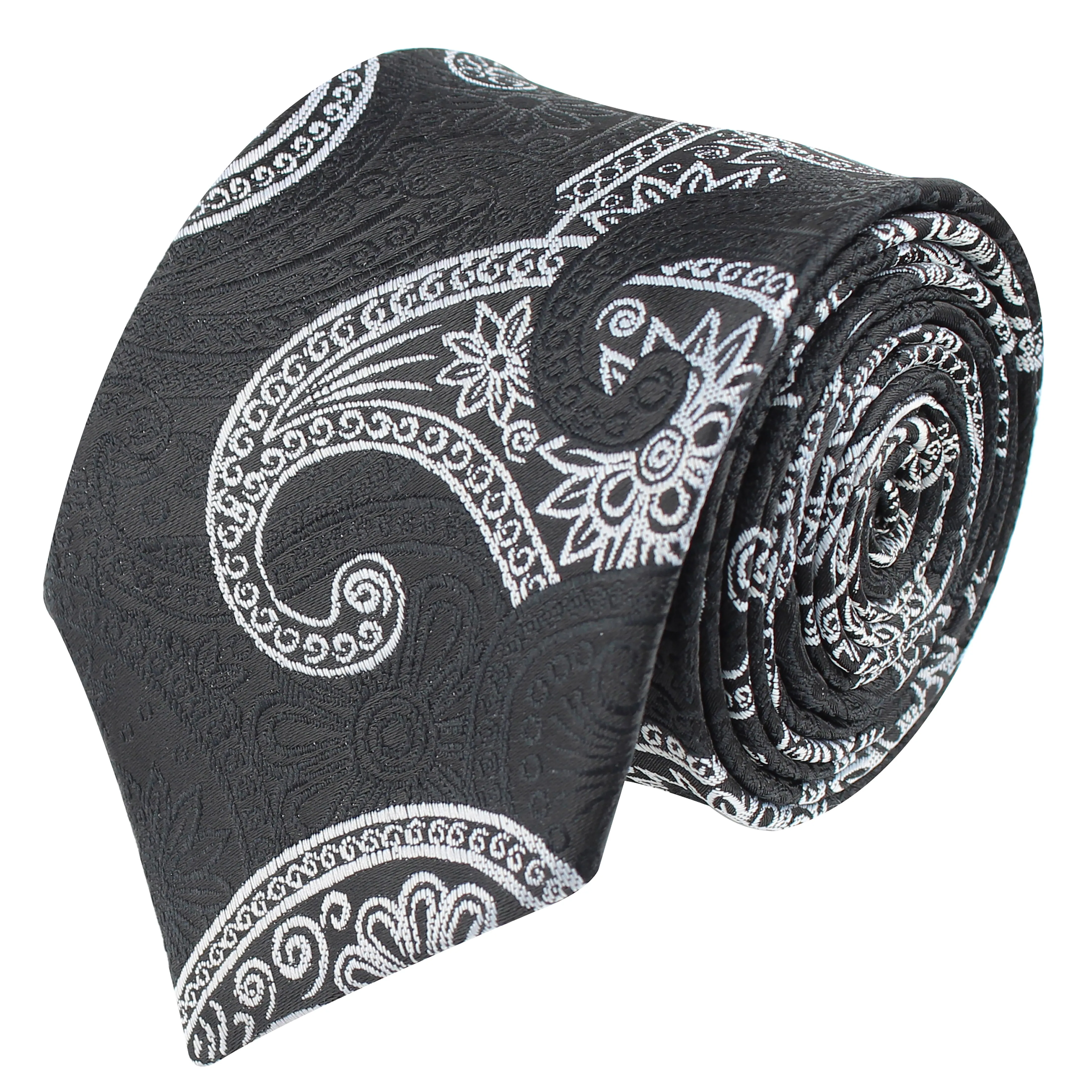 Kovove Graceful Black Paisley Neck Tie For Men