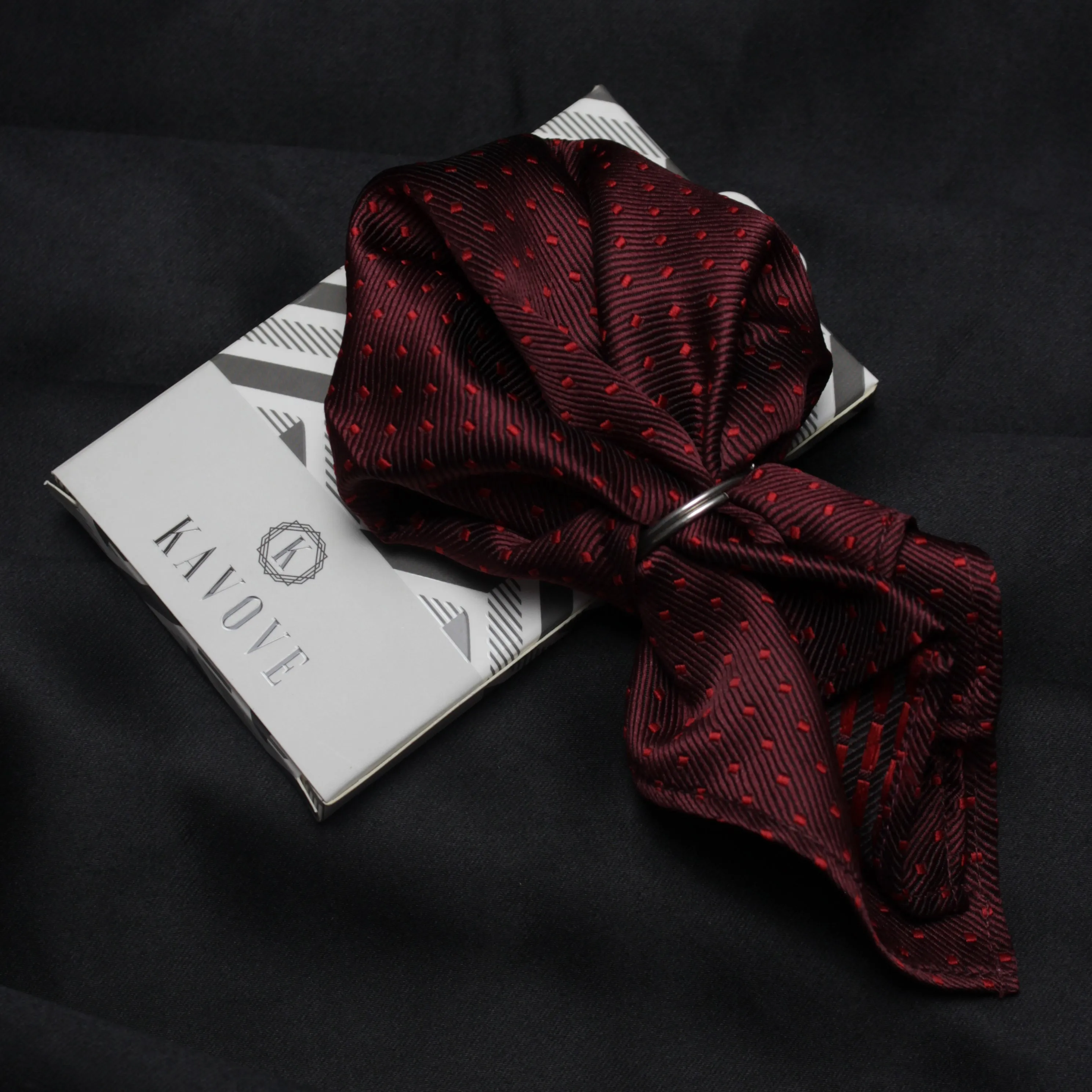 Kovove Maroon Polka Dot Pocket Square For Men