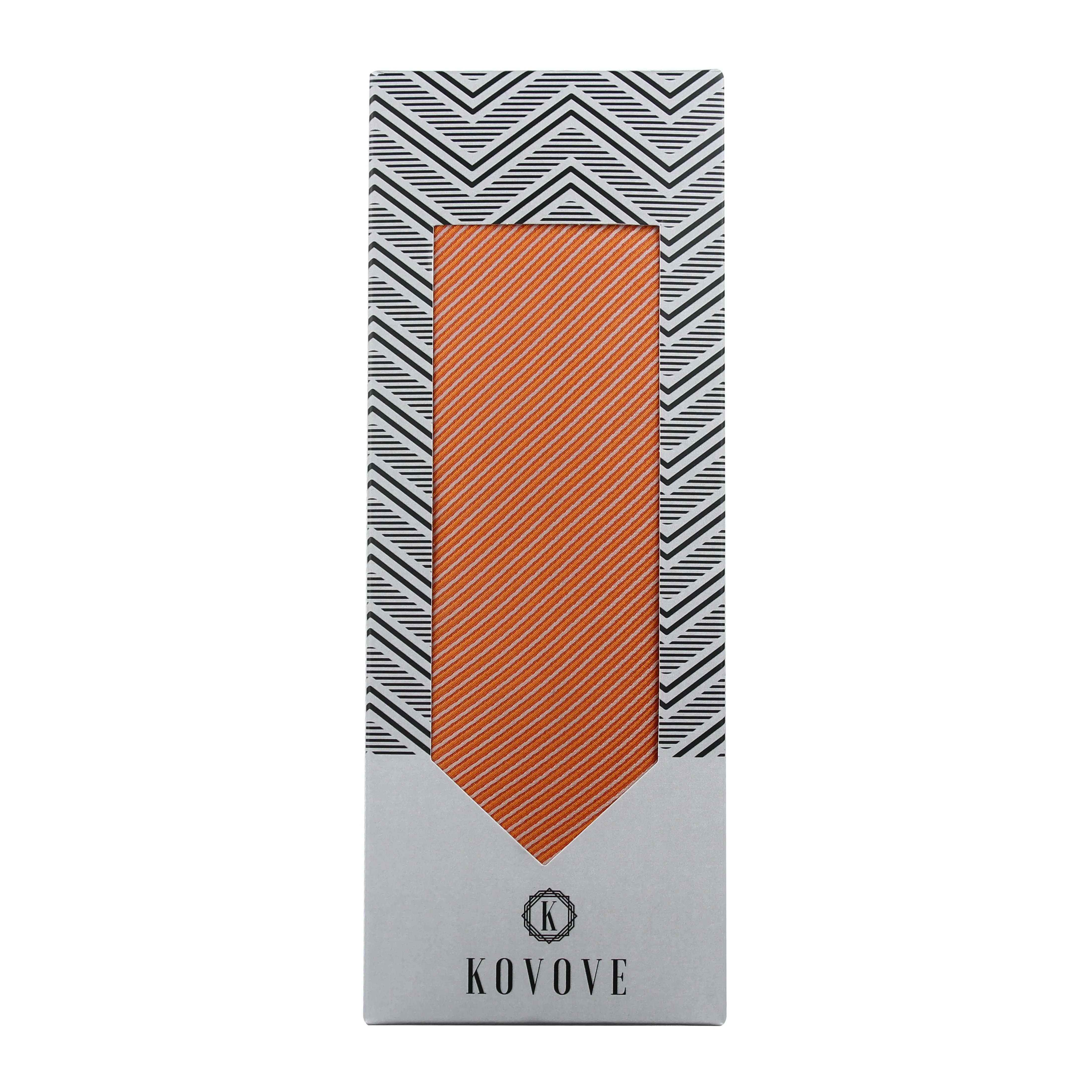 Kovove Orange Striped Neck Tie For Men