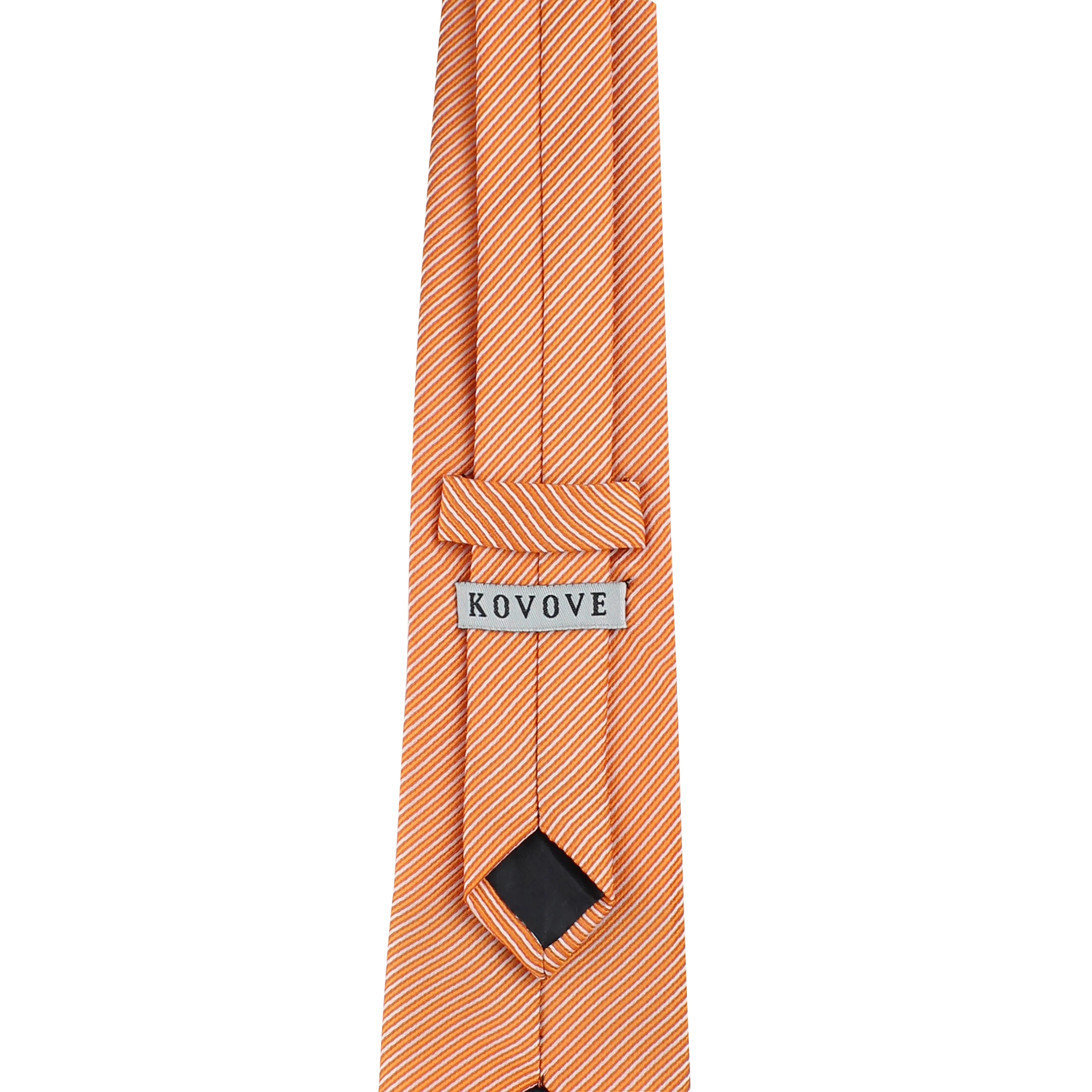 Kovove Orange Striped Neck Tie For Men