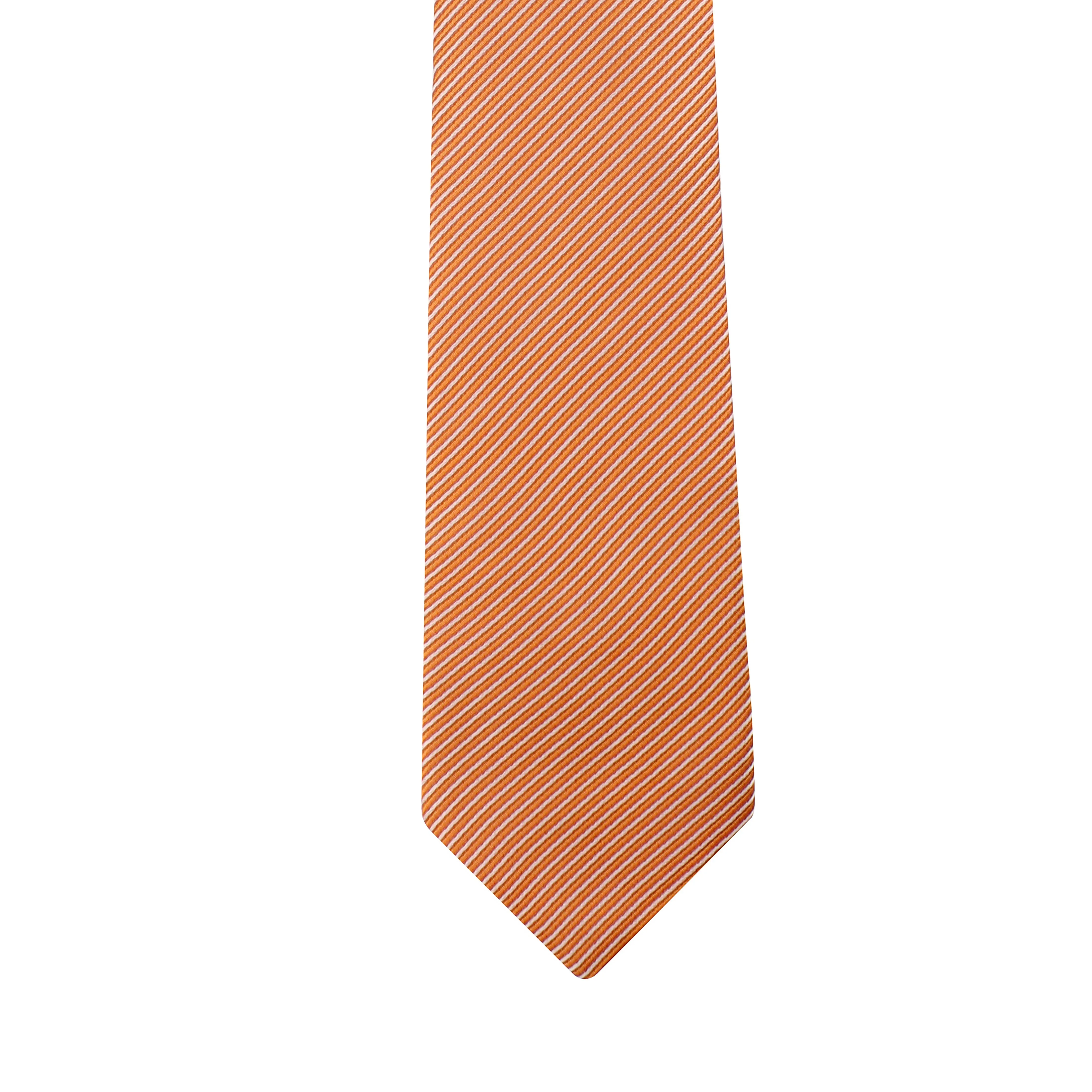 Kovove Orange Striped Necktie and Pocket Square Gift Box