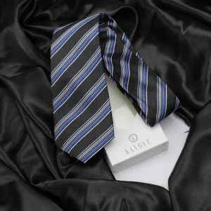 Kovove Pleasing Black Striped Neck Tie For Men