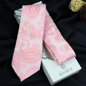 Kovove Pleasing Pink Paisley Neck Tie For Men