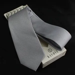 Kovove silver Striped Neck Tie For Men