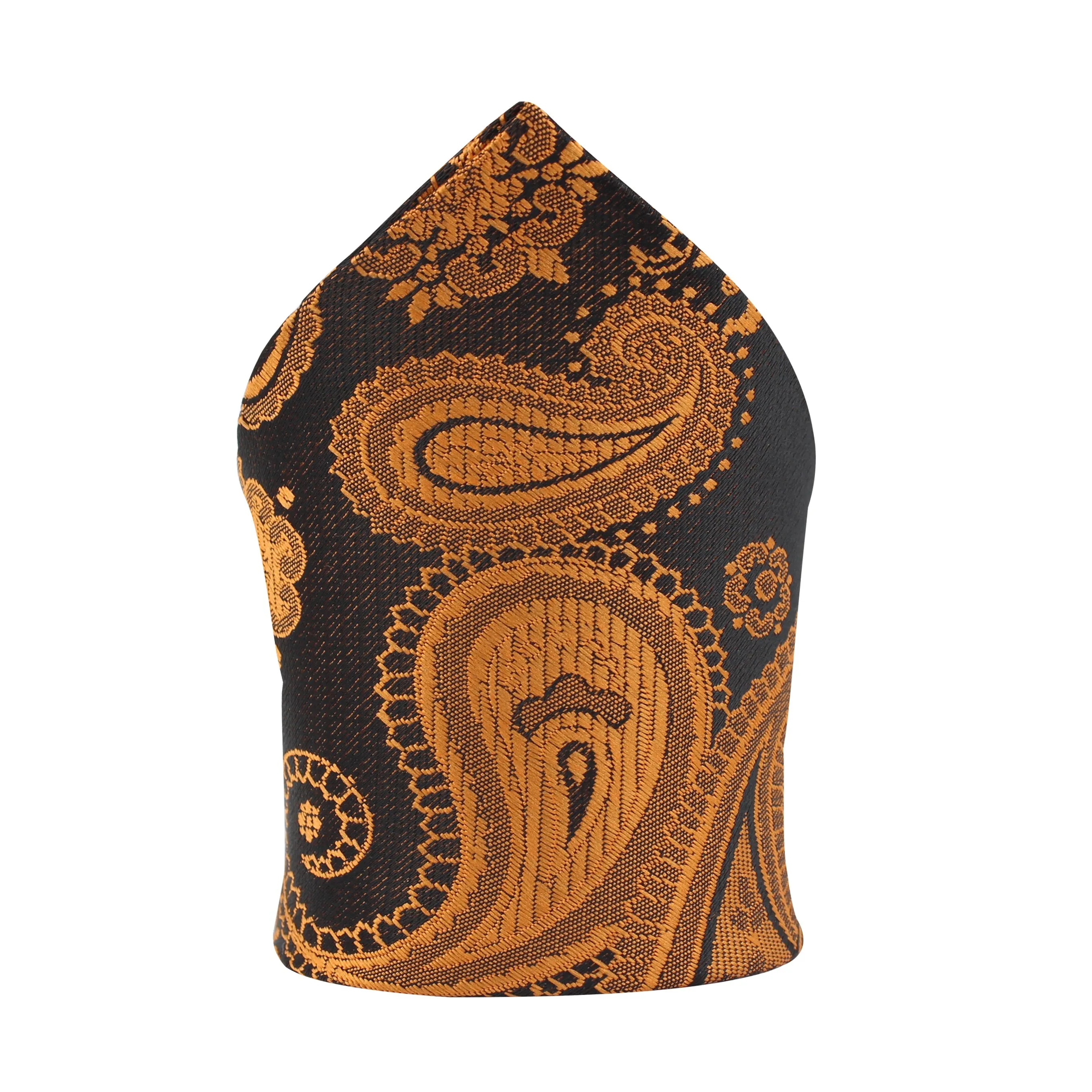 Kovove Smoothing Black and Golden Paisley Pocket Square For Men