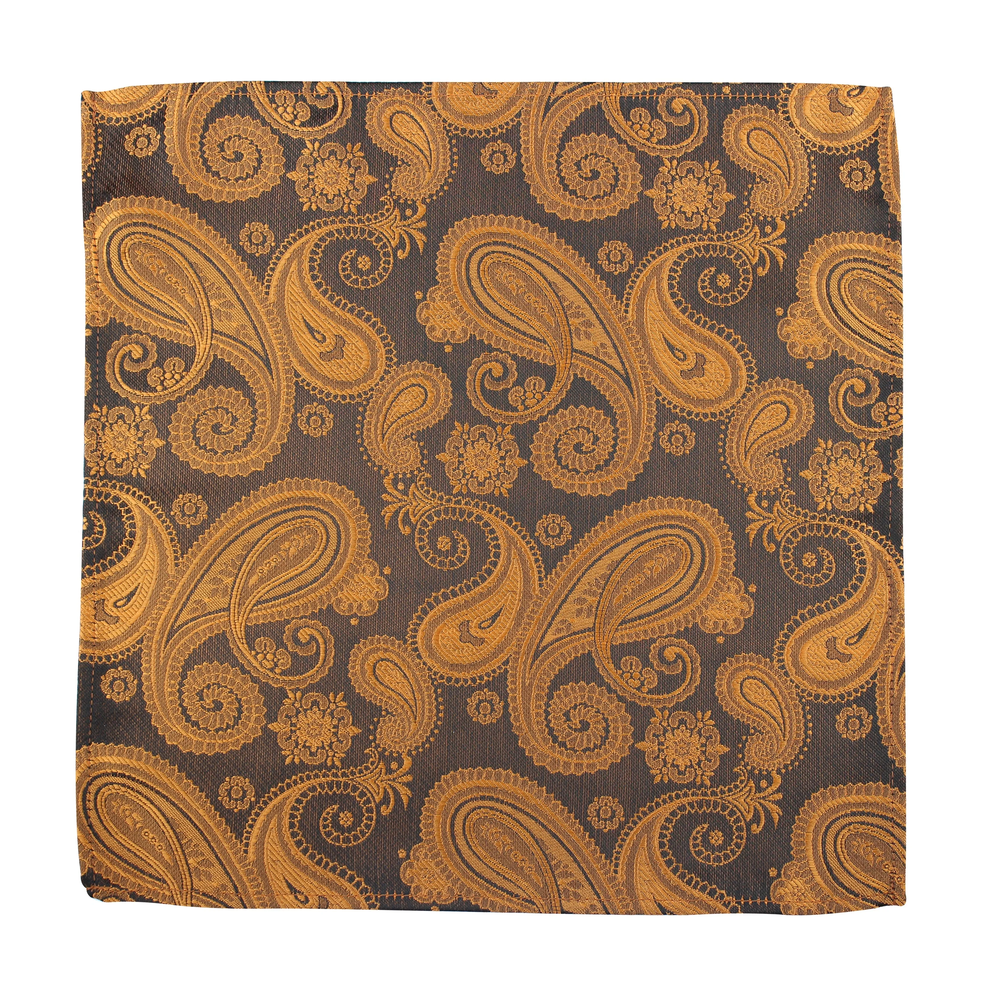 Kovove Smoothing Black and Golden Paisley Pocket Square For Men