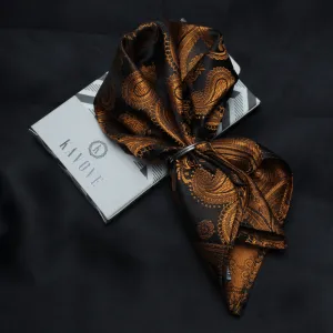 Kovove Smoothing Black and Golden Paisley Pocket Square For Men