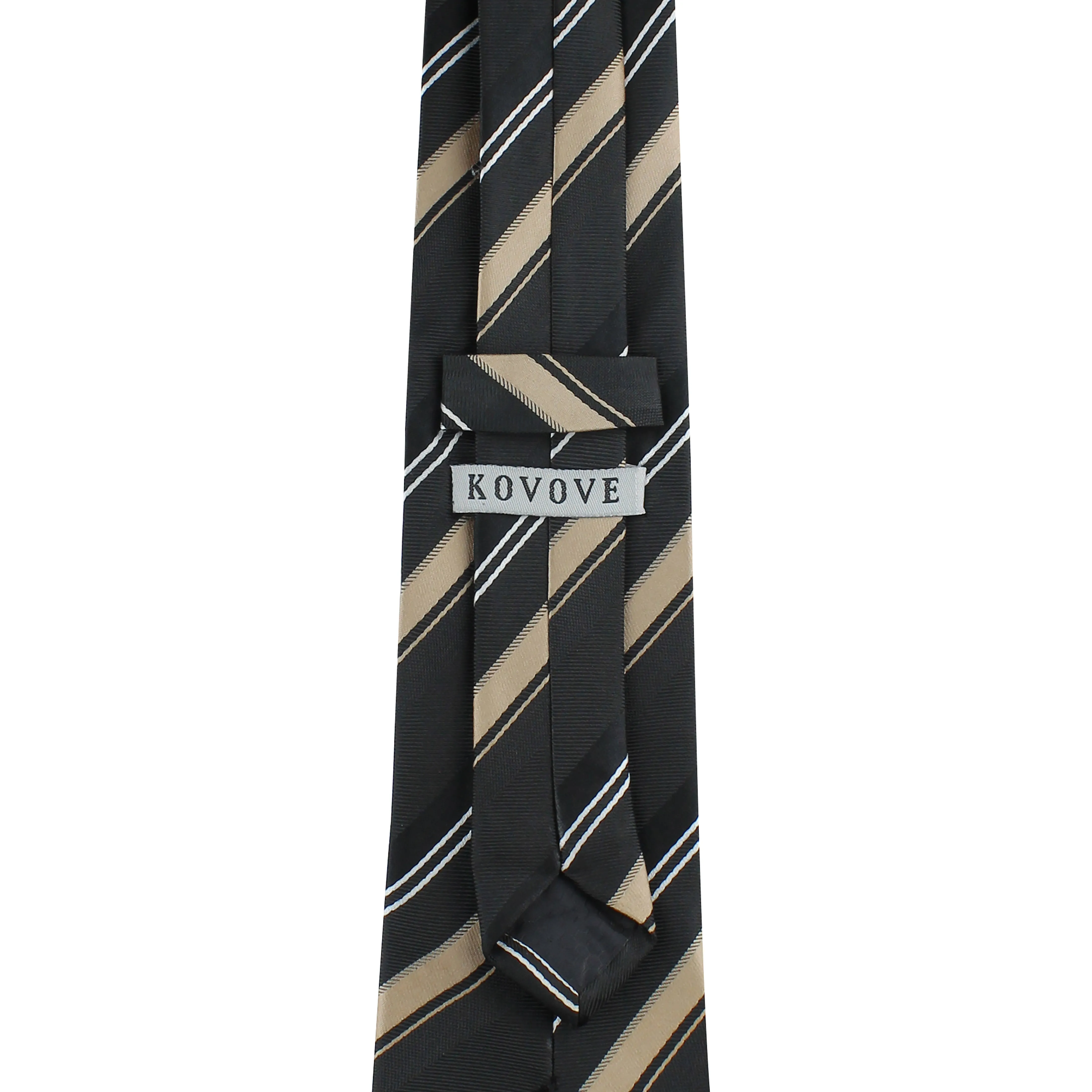 Kovove Smoothing Black Striped Neck Tie For Men