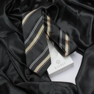 Kovove Smoothing Black Striped Neck Tie For Men