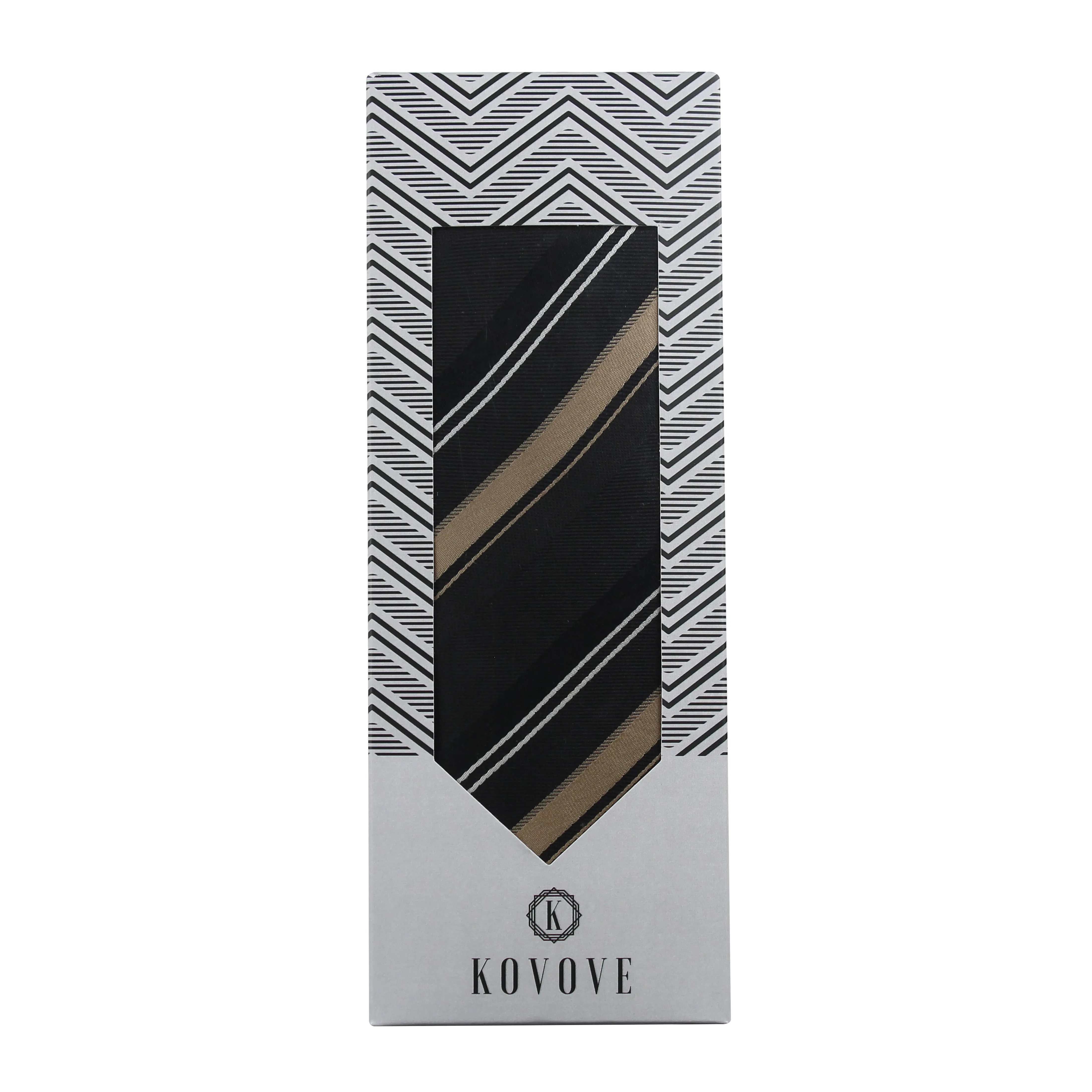 Kovove Smoothing Black Striped Neck Tie For Men