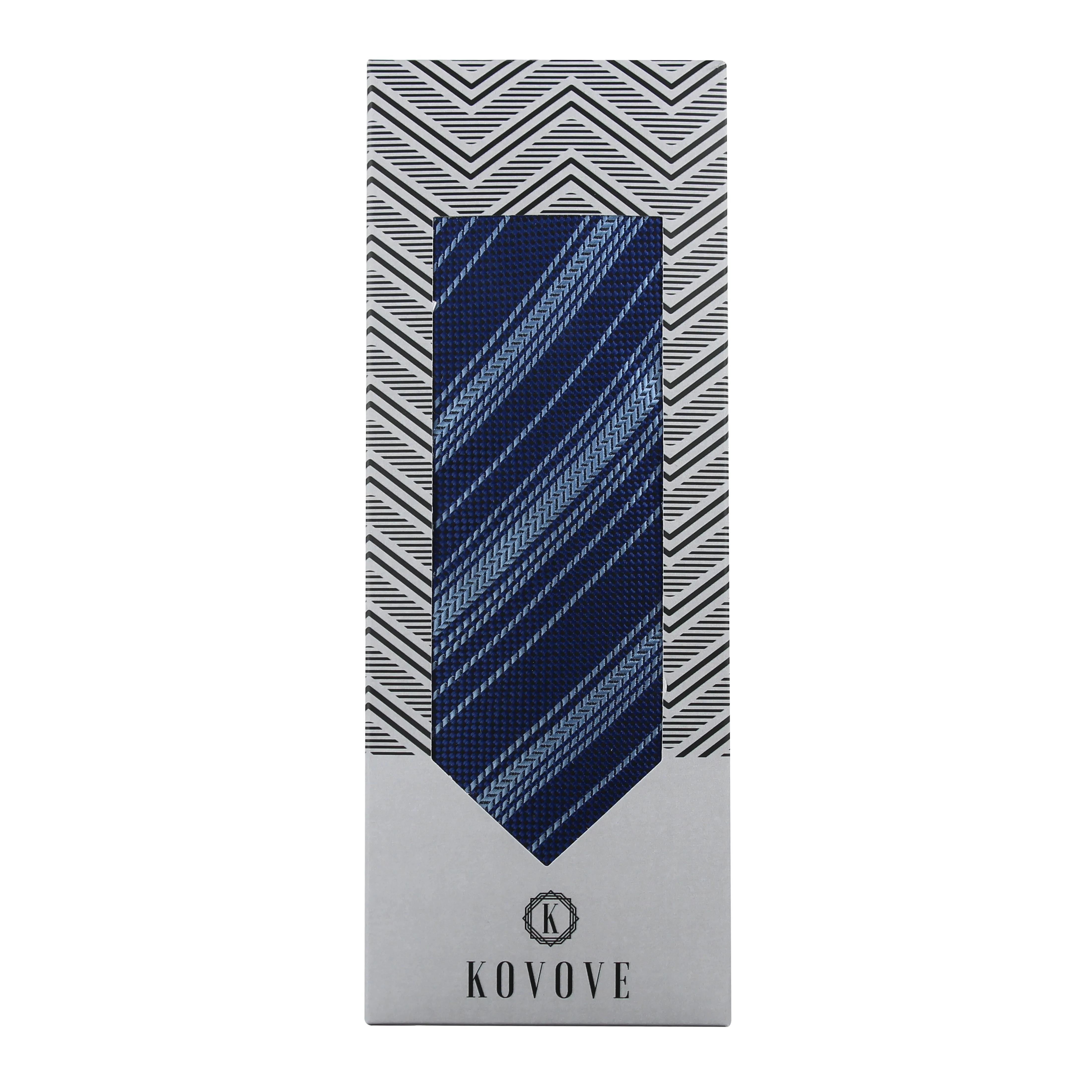 Kovove Soothing Blue Striped Neck Tie For Men