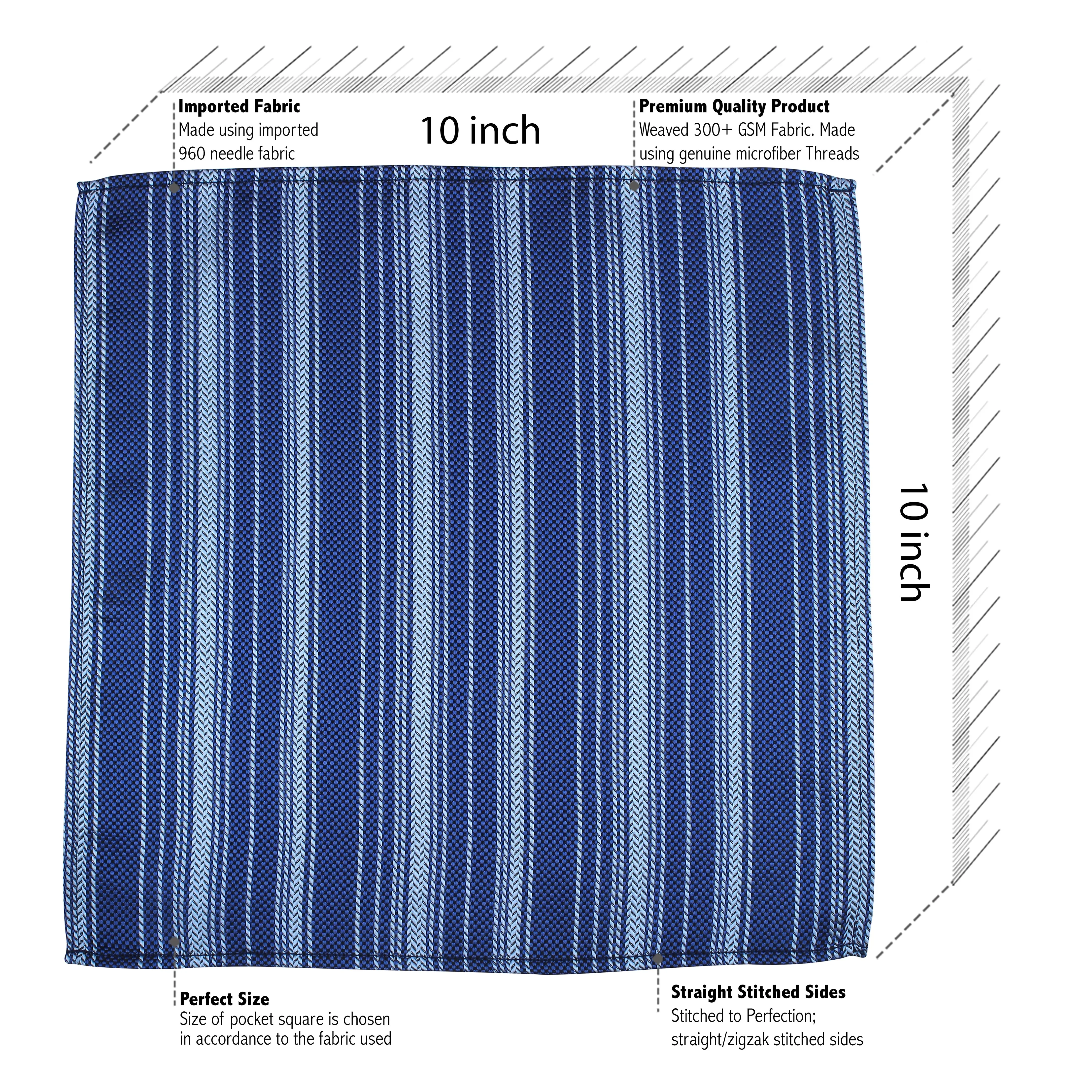 Kovove Soothing Blue Striped Necktie and Pocket Square Gift Box