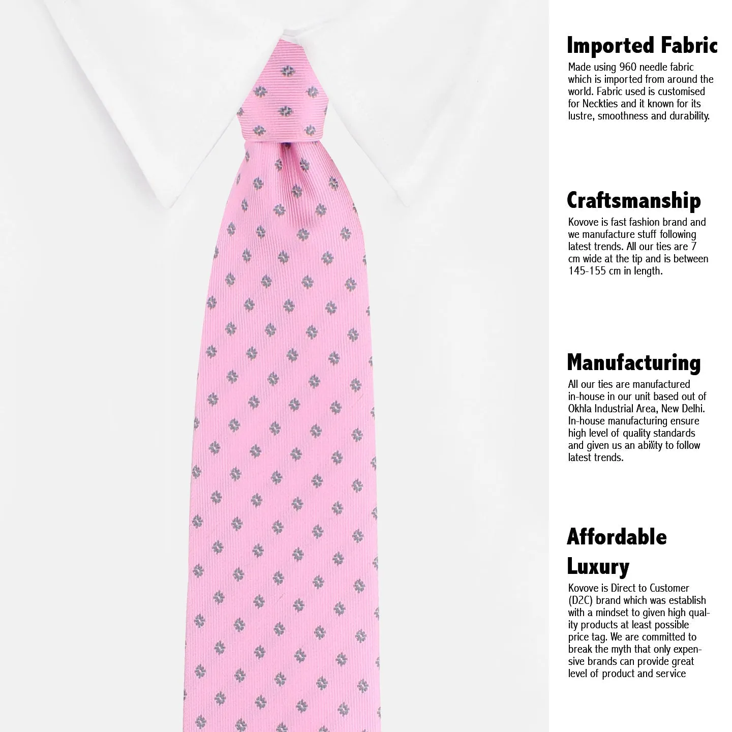 Kovove The Abstract Polka Fusion Pink Necktie and Pocket Square Gift Box