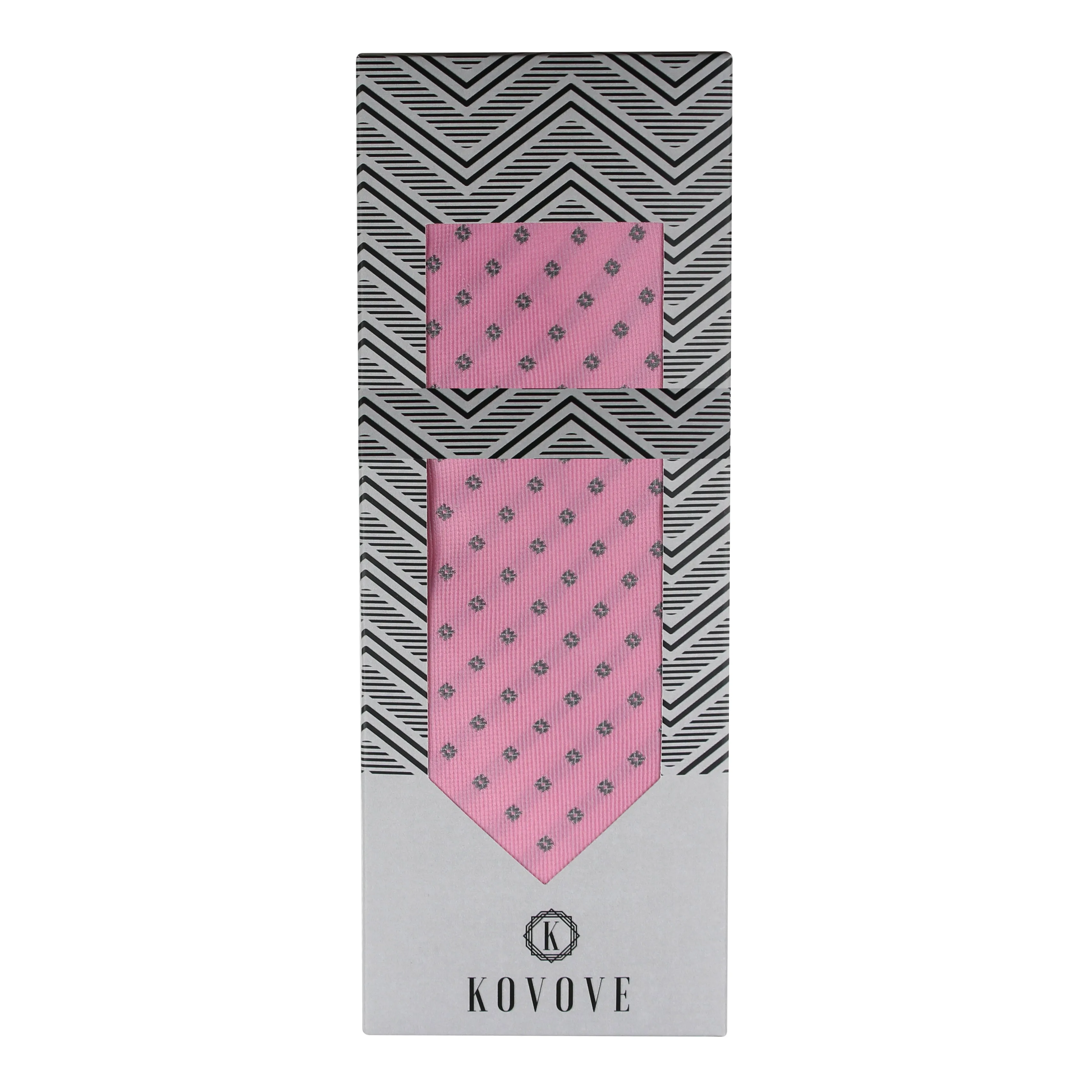 Kovove The Abstract Polka Fusion Pink Necktie and Pocket Square Gift Box