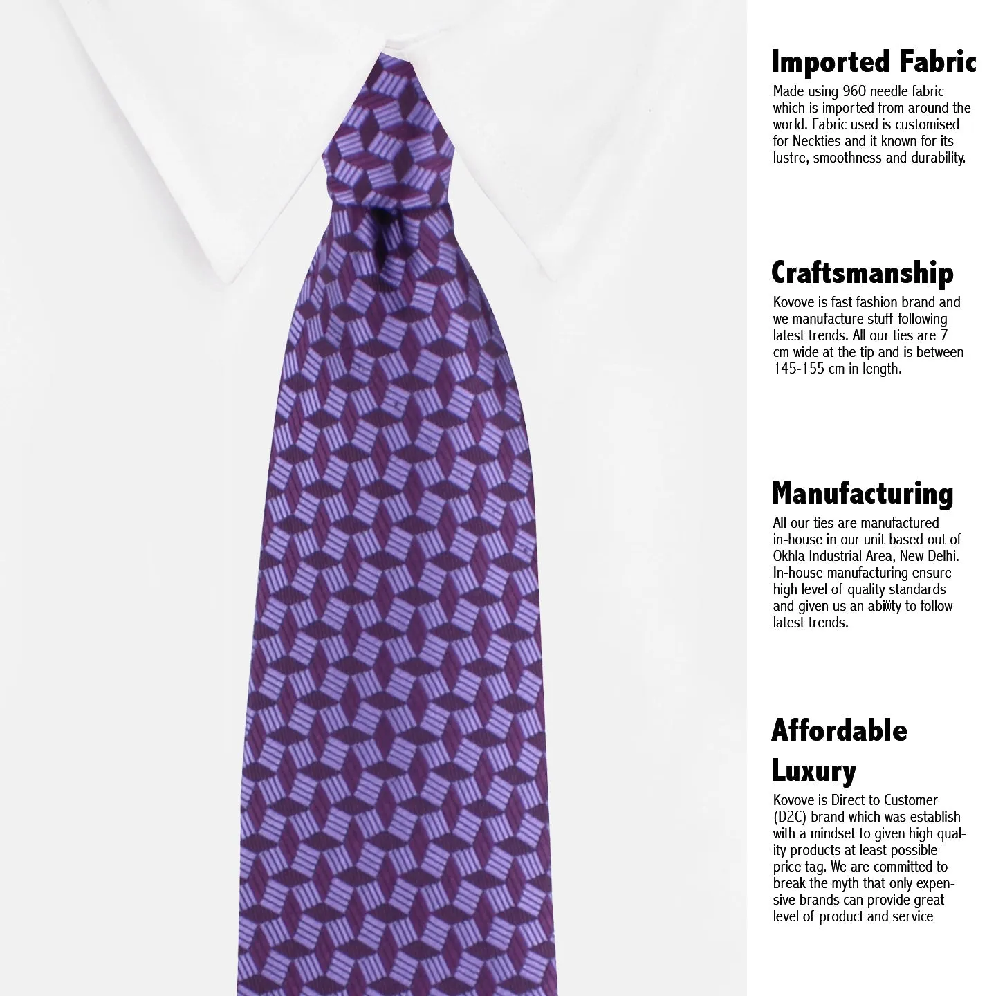 Kovove The Abstractzoid Purple Necktie and Pocket Square Gift Box