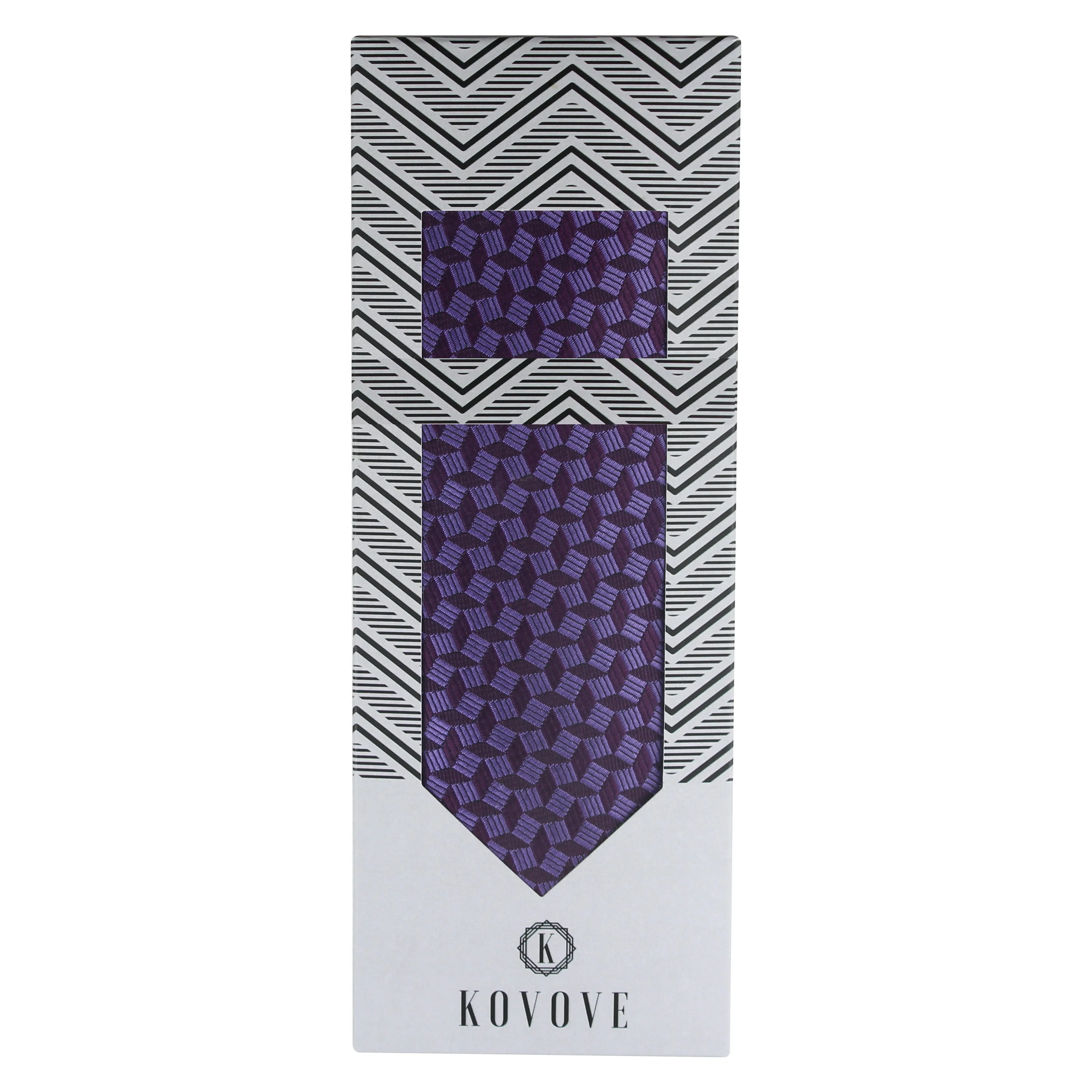 Kovove The Abstractzoid Purple Necktie and Pocket Square Gift Box