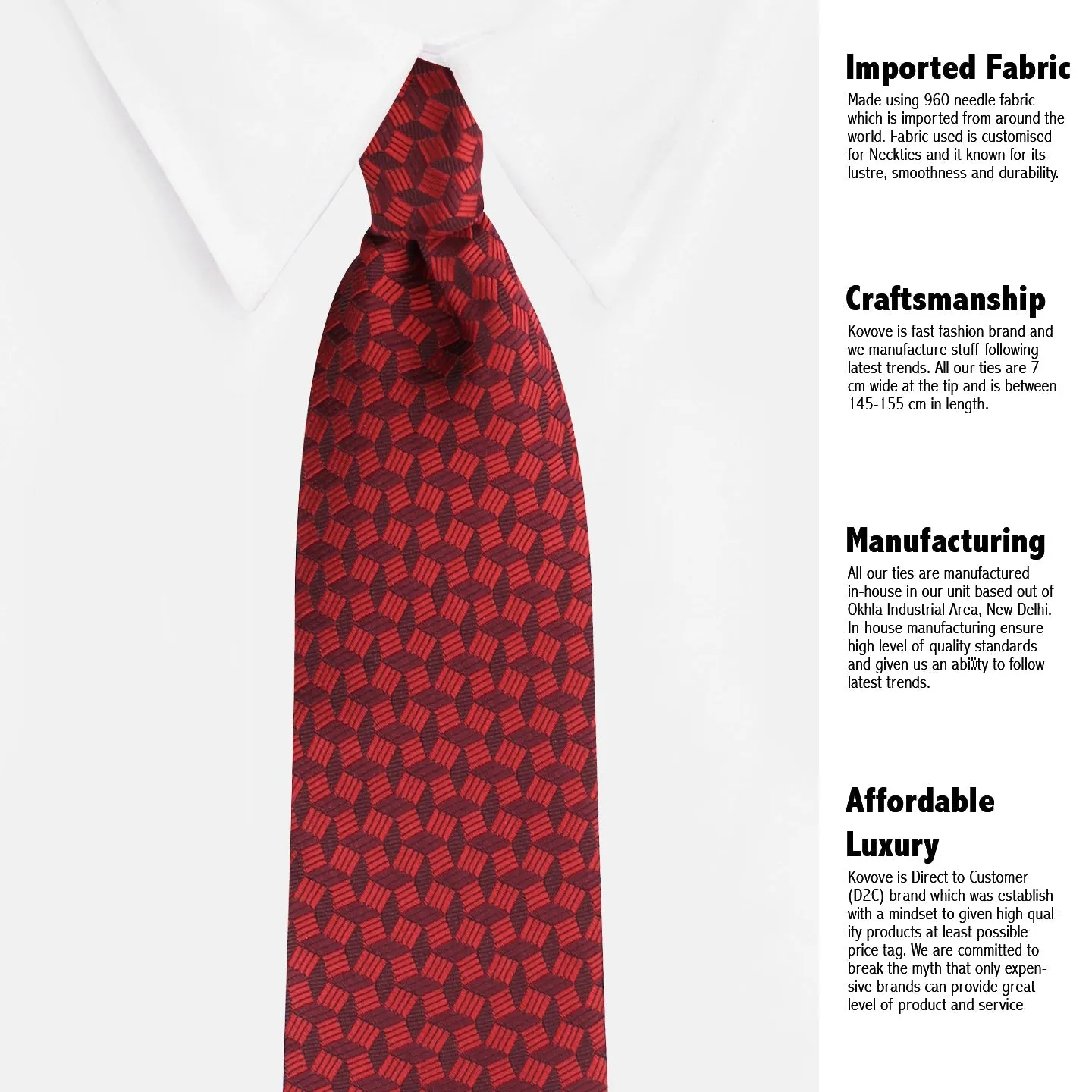 Kovove The Abstractzoid Red Necktie and Pocket Square Gift Box