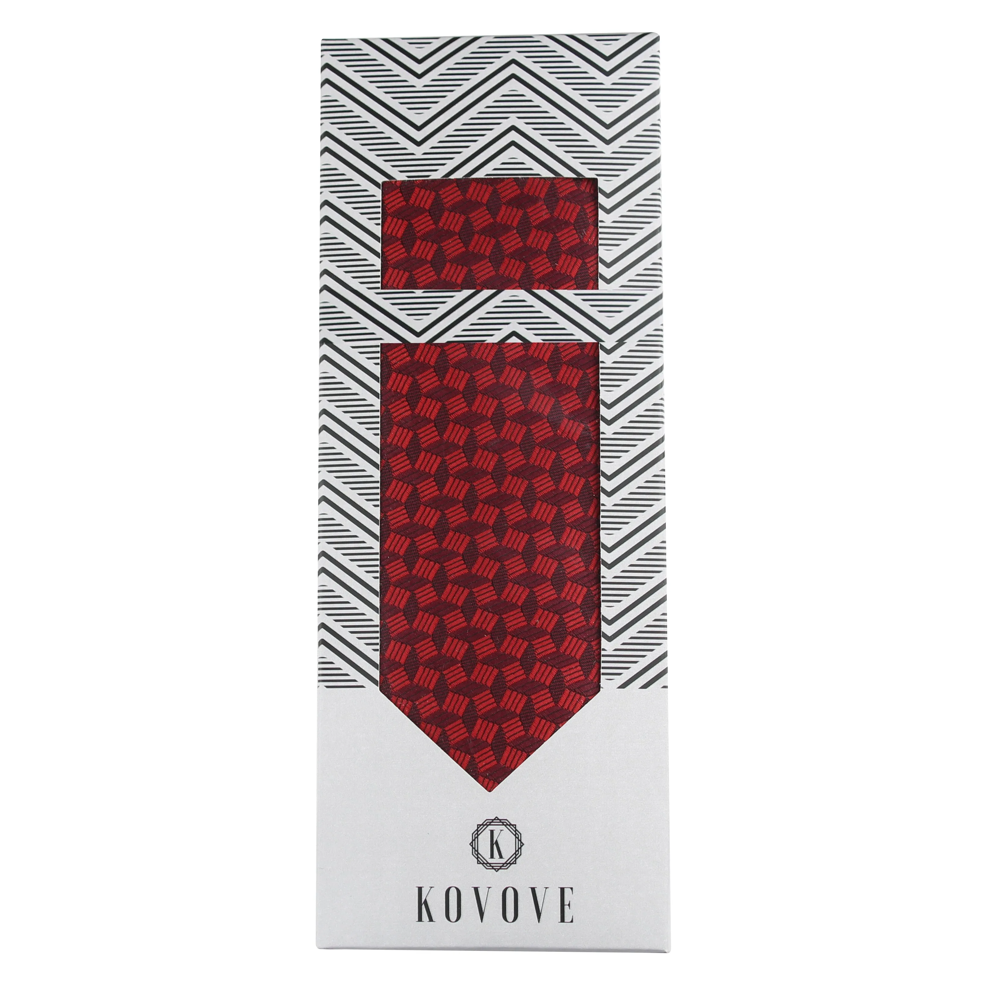 Kovove The Abstractzoid Red Necktie and Pocket Square Gift Box