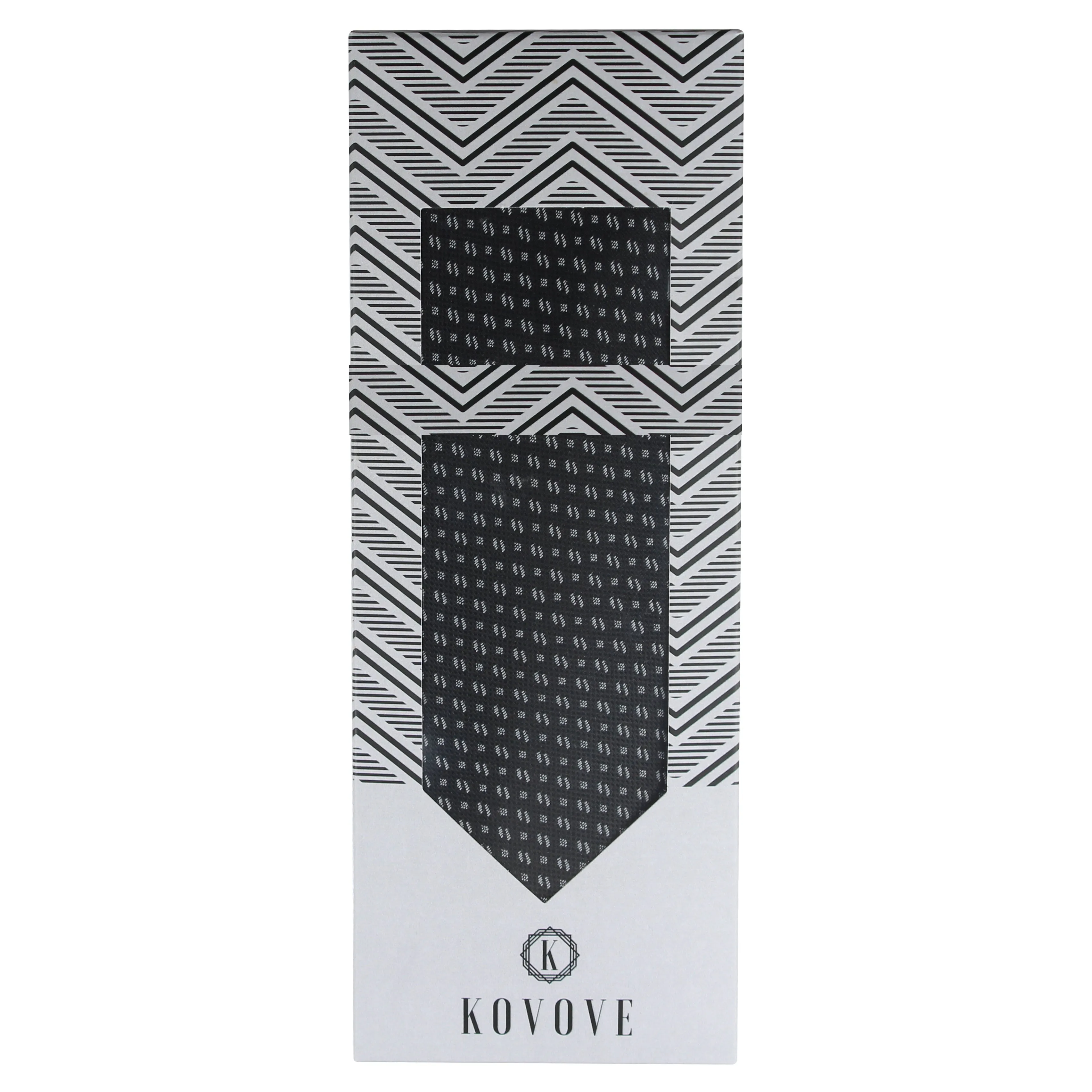 Kovove The Artistry Abstract Black Necktie and Pocket Square Gift Box