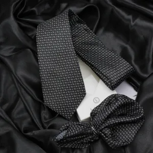 Kovove The Artistry Abstract Black Necktie and Pocket Square Gift Box