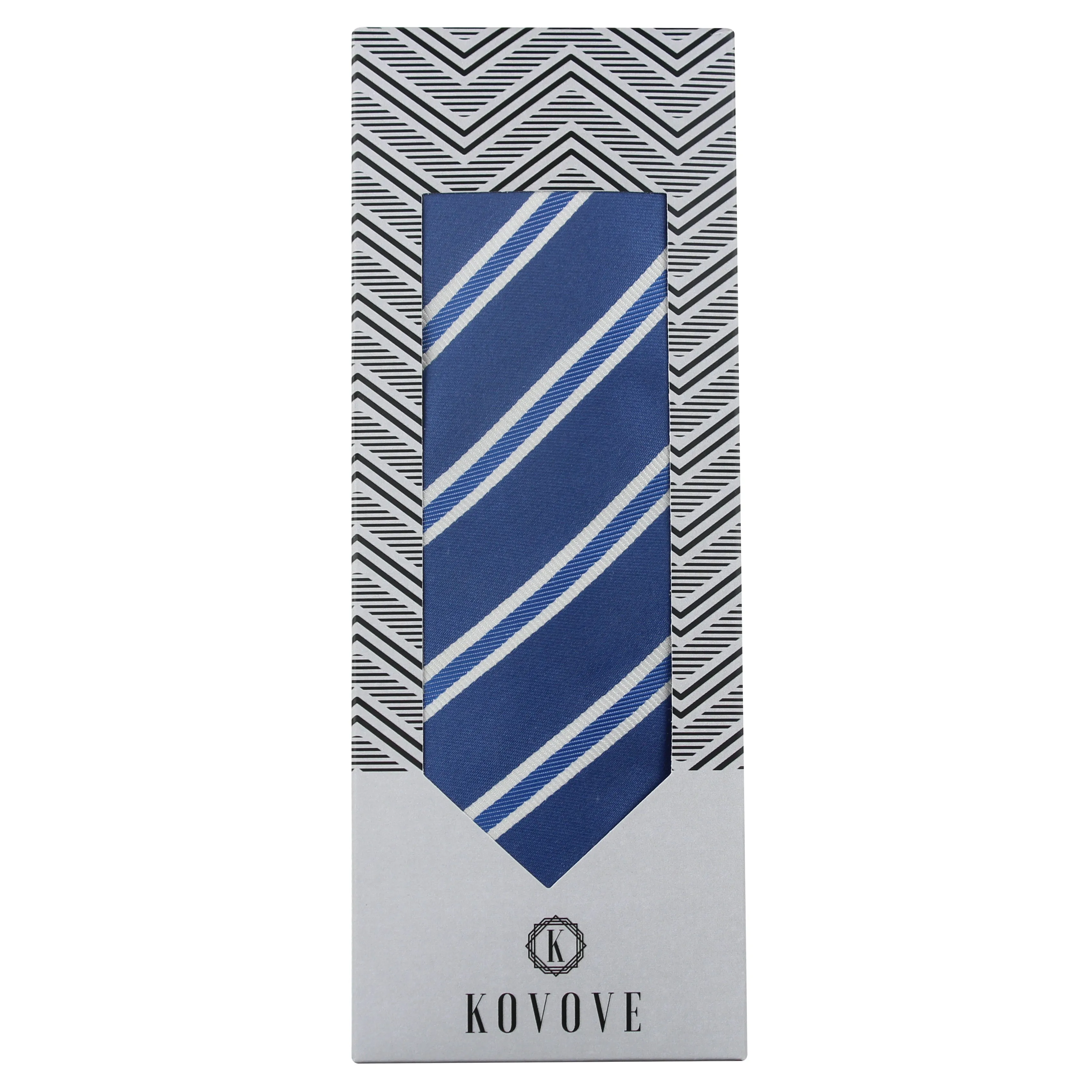 Kovove The Blue Ocean Striped Blue Necktie For Men