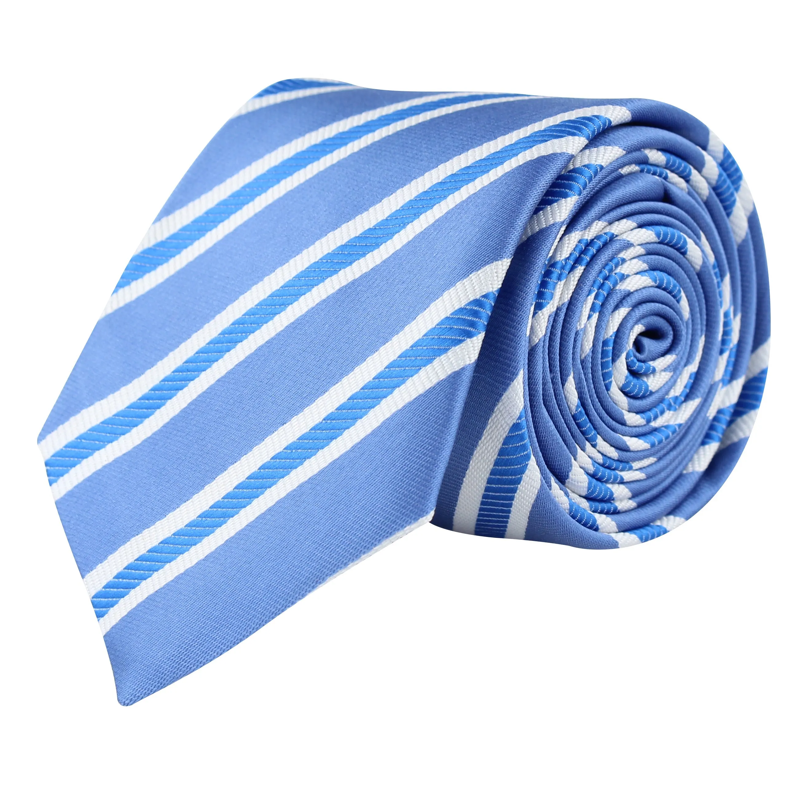 Kovove The Blue Ocean Striped Sky Blue Necktie For Men