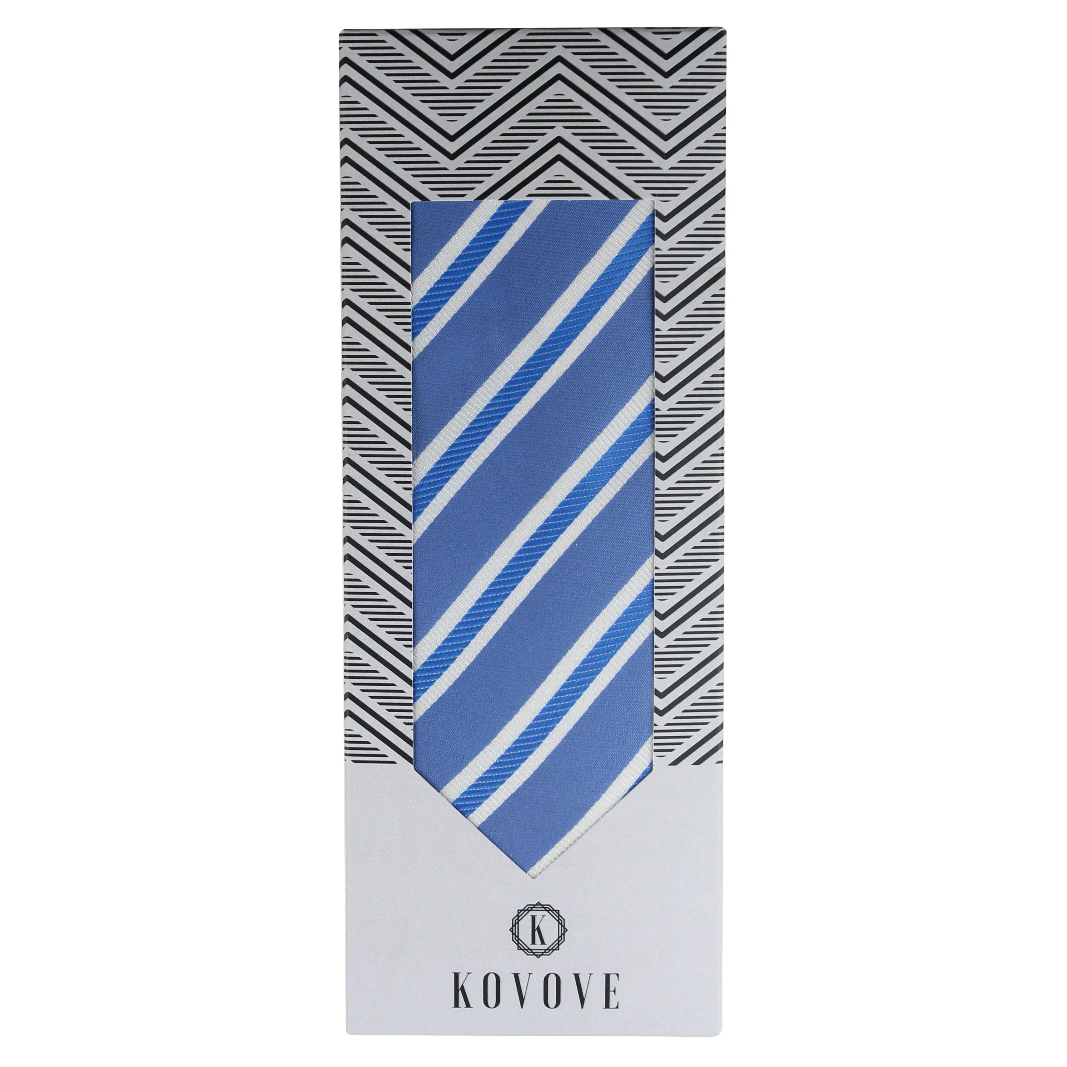 Kovove The Blue Ocean Striped Sky Blue Necktie For Men