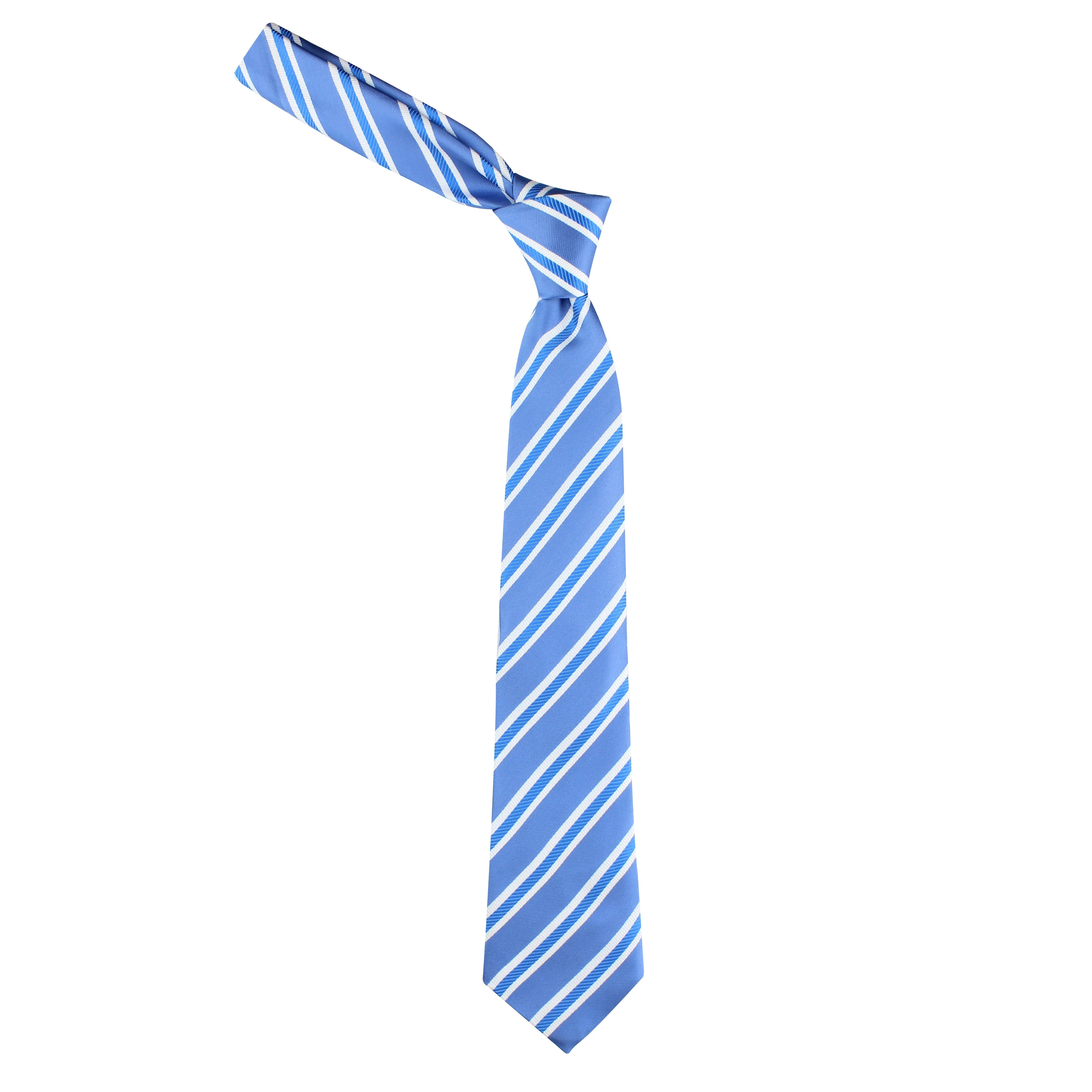 Kovove The Blue Ocean Striped Sky Blue Necktie For Men