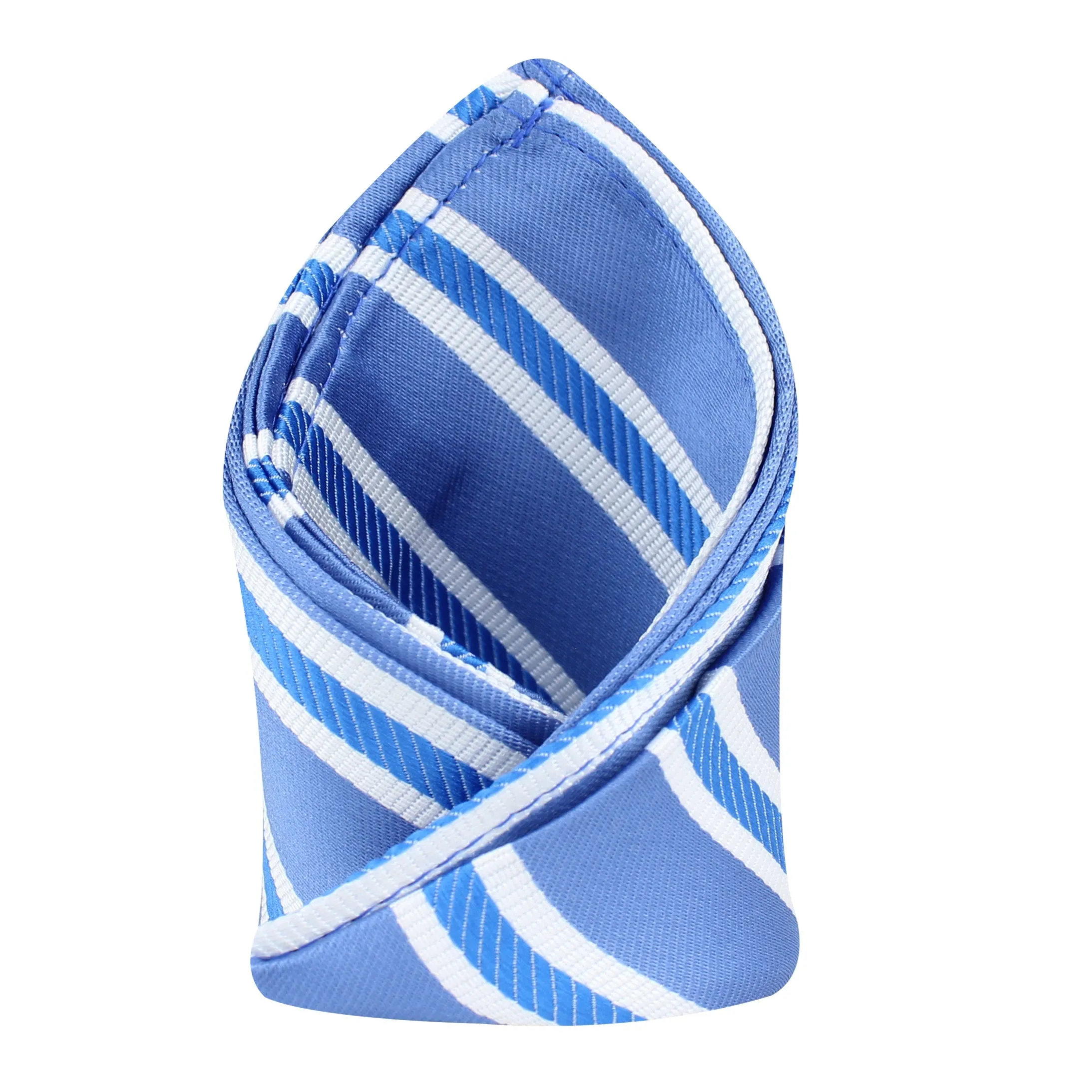 Kovove The Blue Ocean Striped Sky Blue Pocket Square For Men