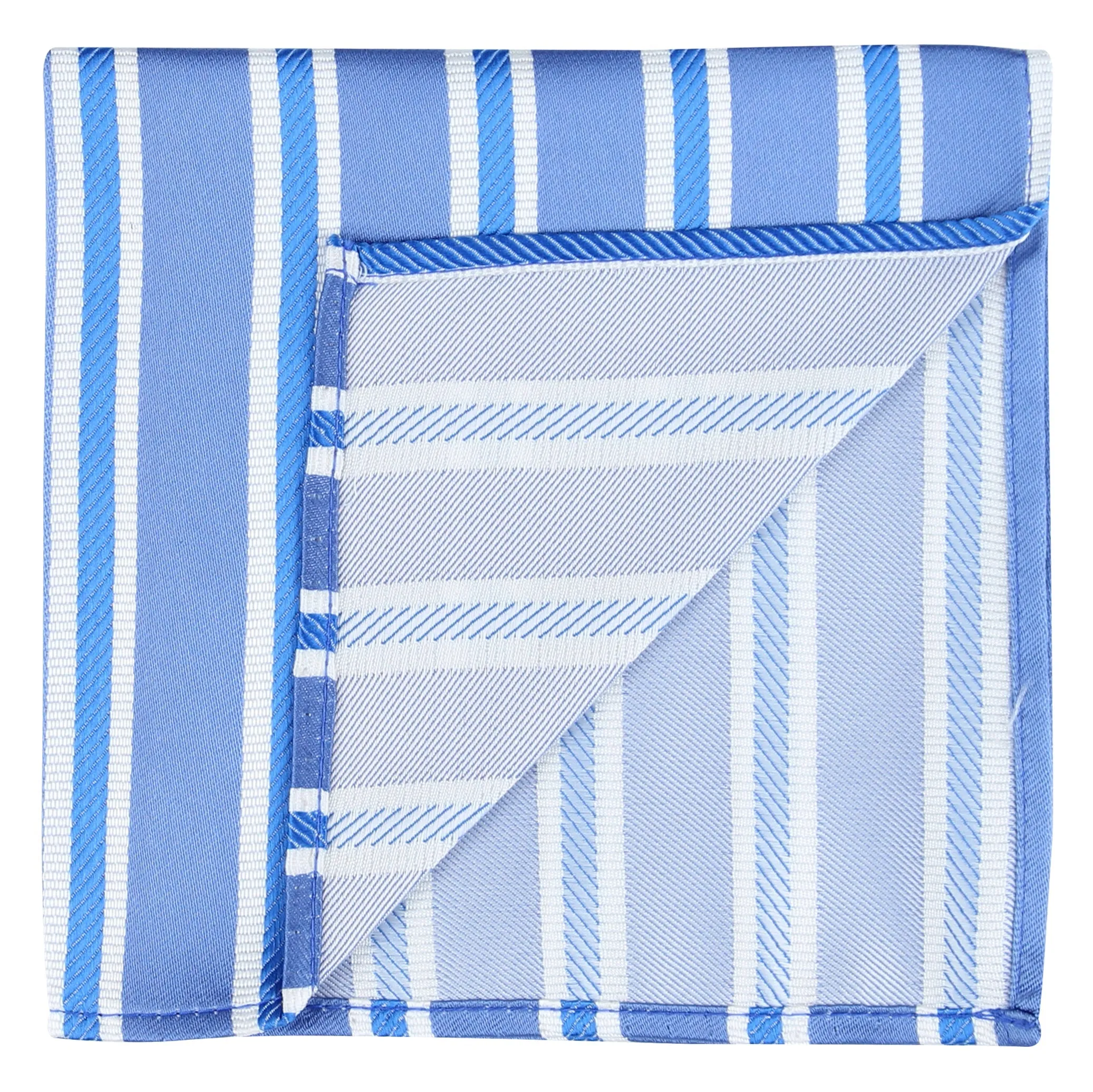 Kovove The Blue Ocean Striped Sky Blue Pocket Square For Men