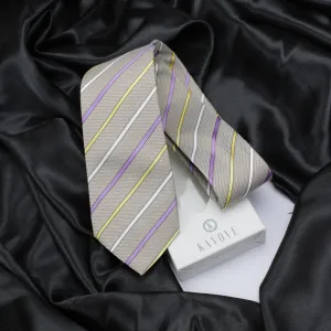 Kovove The Delightful Striped Grey Necktie For Men