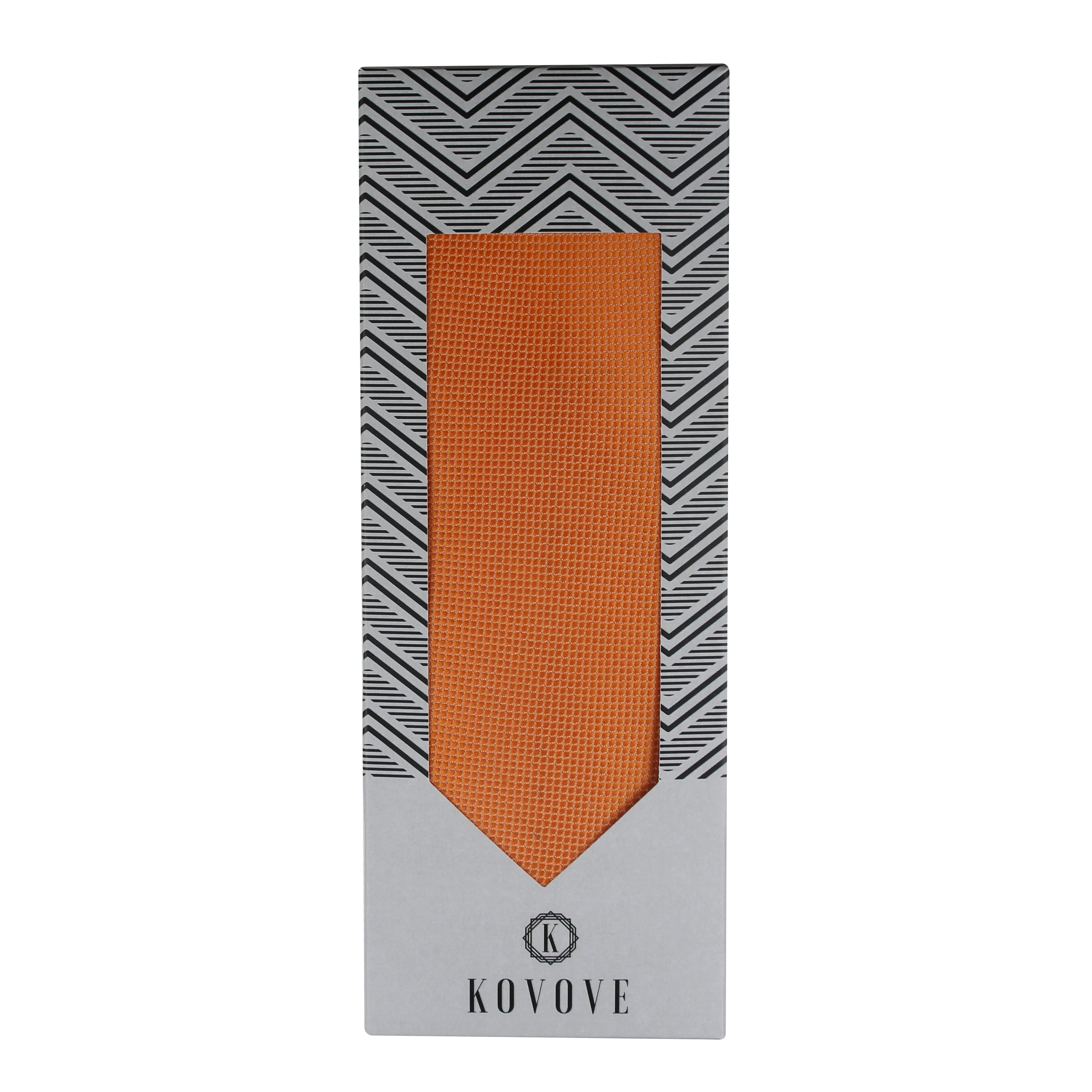 Kovove The Elegant Self Checkered Orange Necktie For Men