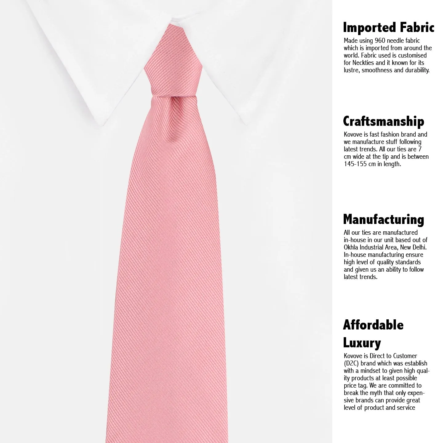 Kovove The Elegant Self Striped Pink Necktie For Men