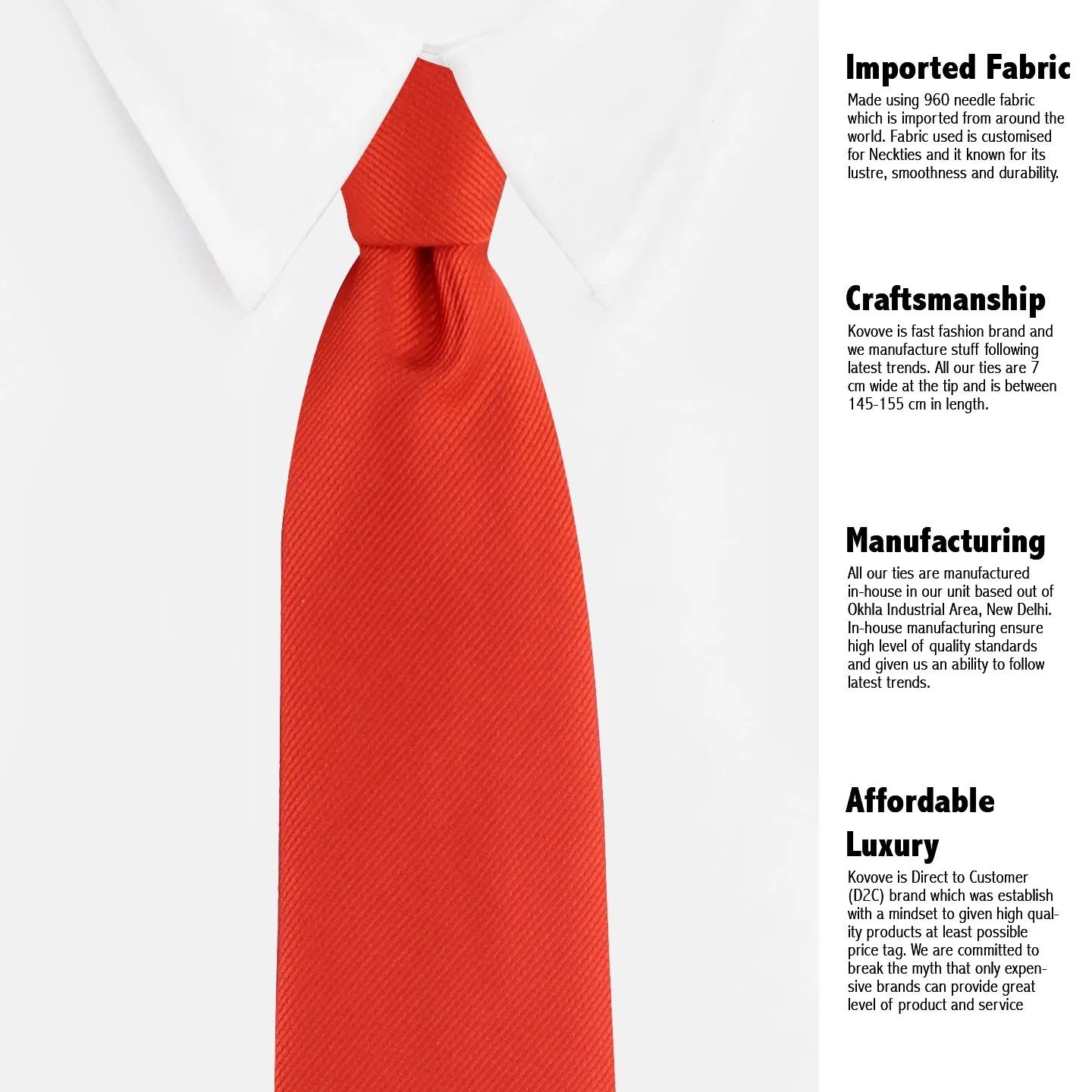 Kovove The Elegant Self Striped Red Necktie For Men