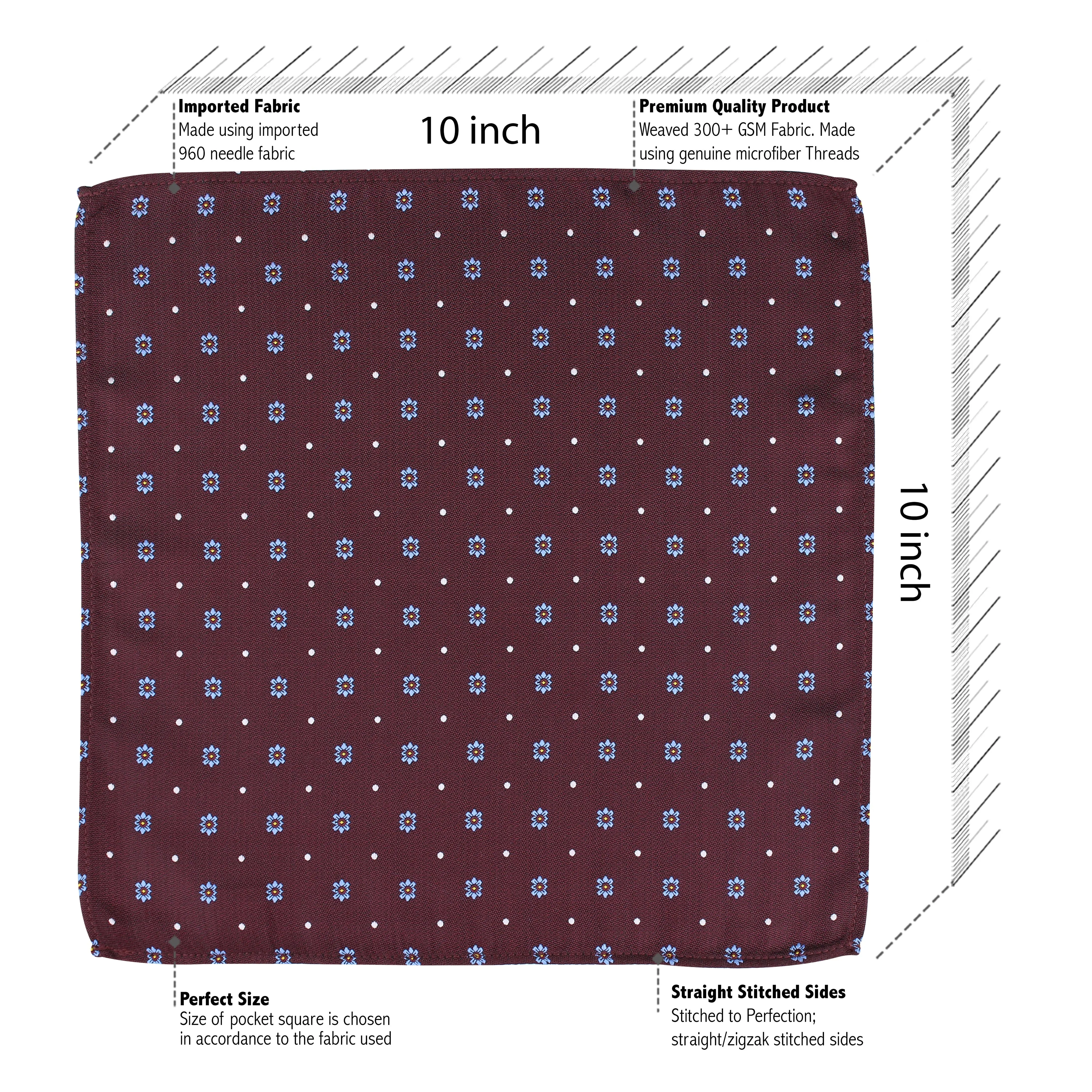 Kovove The Floral Polka Fusion Maroon Necktie and Pocket Square Gift Box