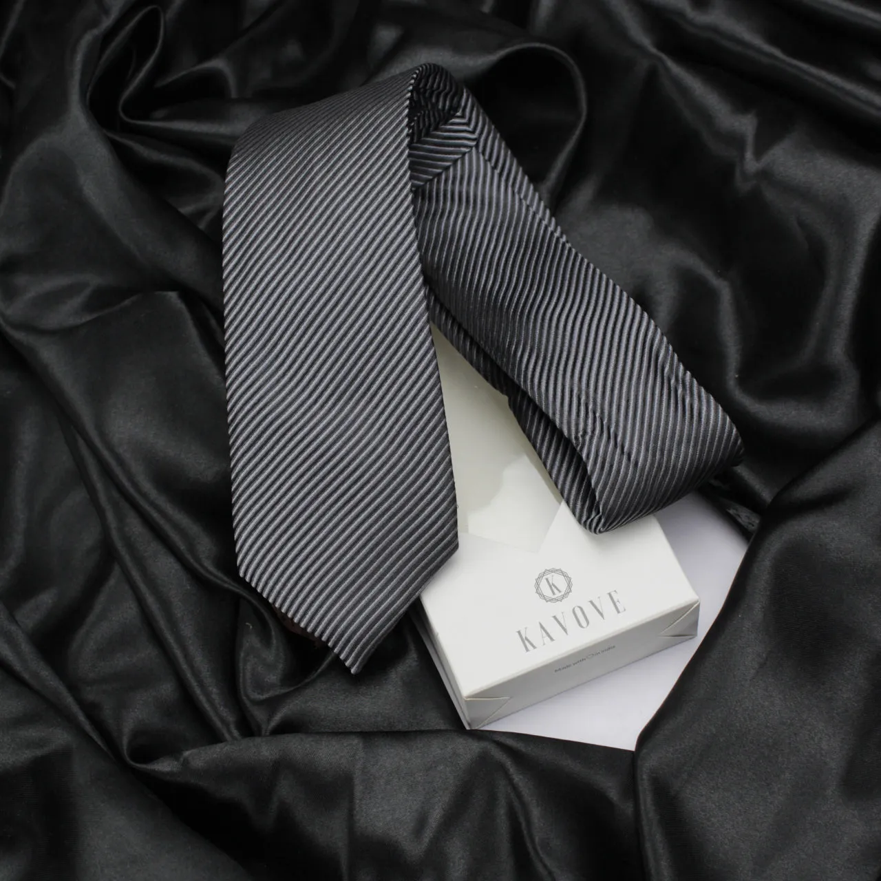 Kovove The Phoenix Striped Black Necktie For Men