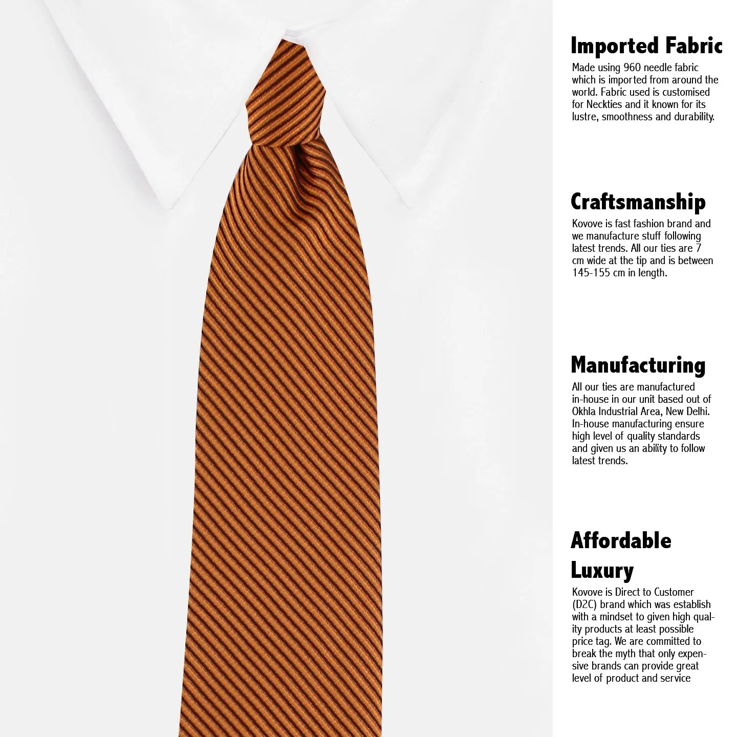 Kovove The Phoenix Striped Brown Necktie For Men