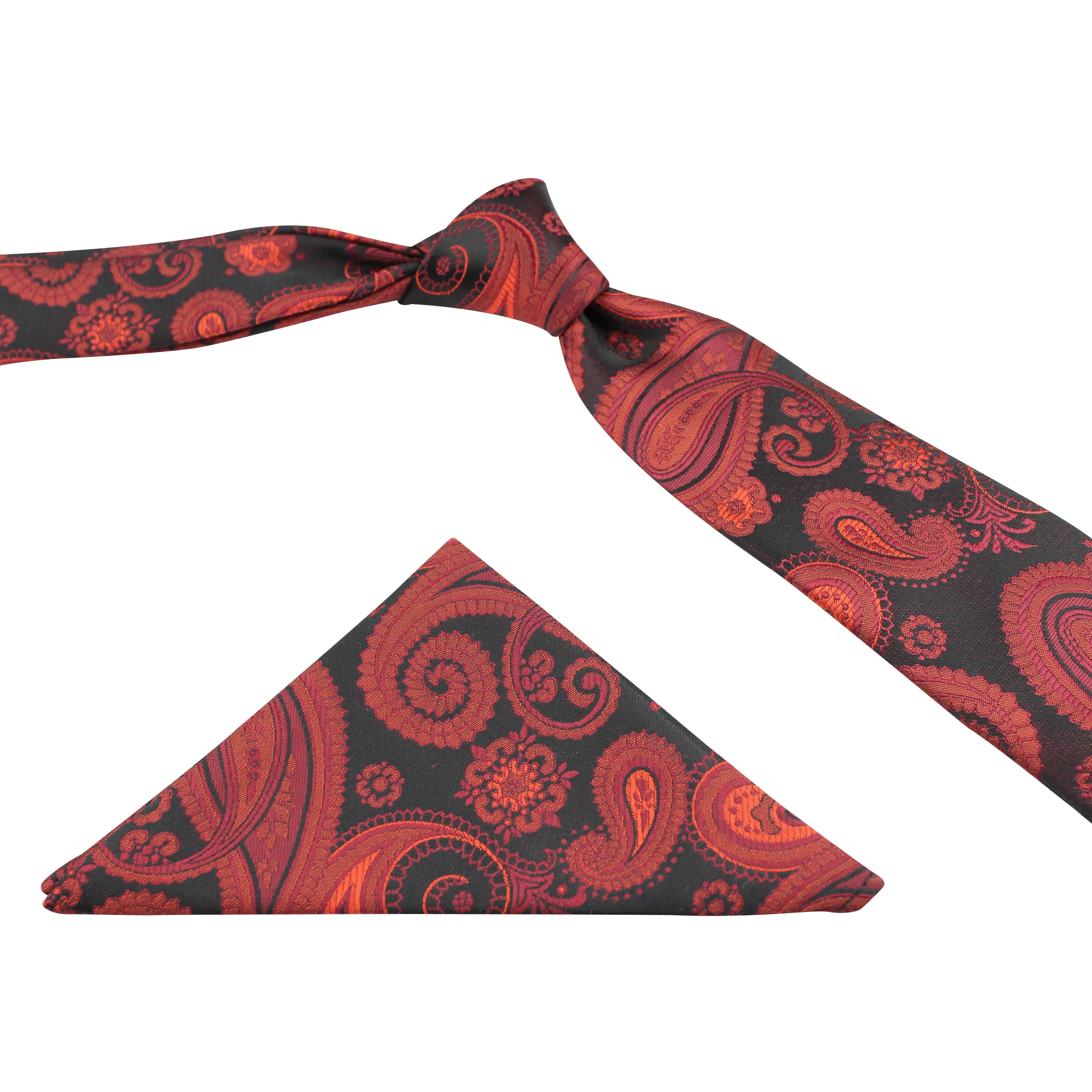 Kovove The Royal Paisley Maroon Necktie and Pocket Square Gift Box