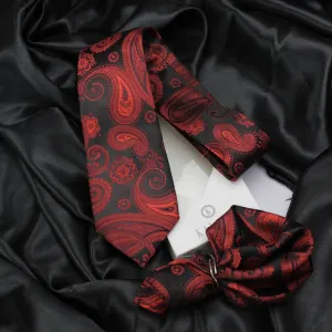 Kovove The Royal Paisley Maroon Necktie and Pocket Square Gift Box