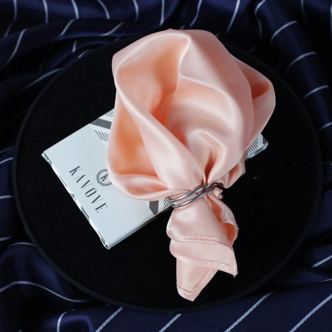 Kovove The Solid Essentials Peach Pocket Square For Men