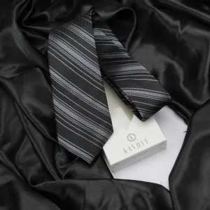 Kovove The Trend Setter Striped  Black Necktie For Men